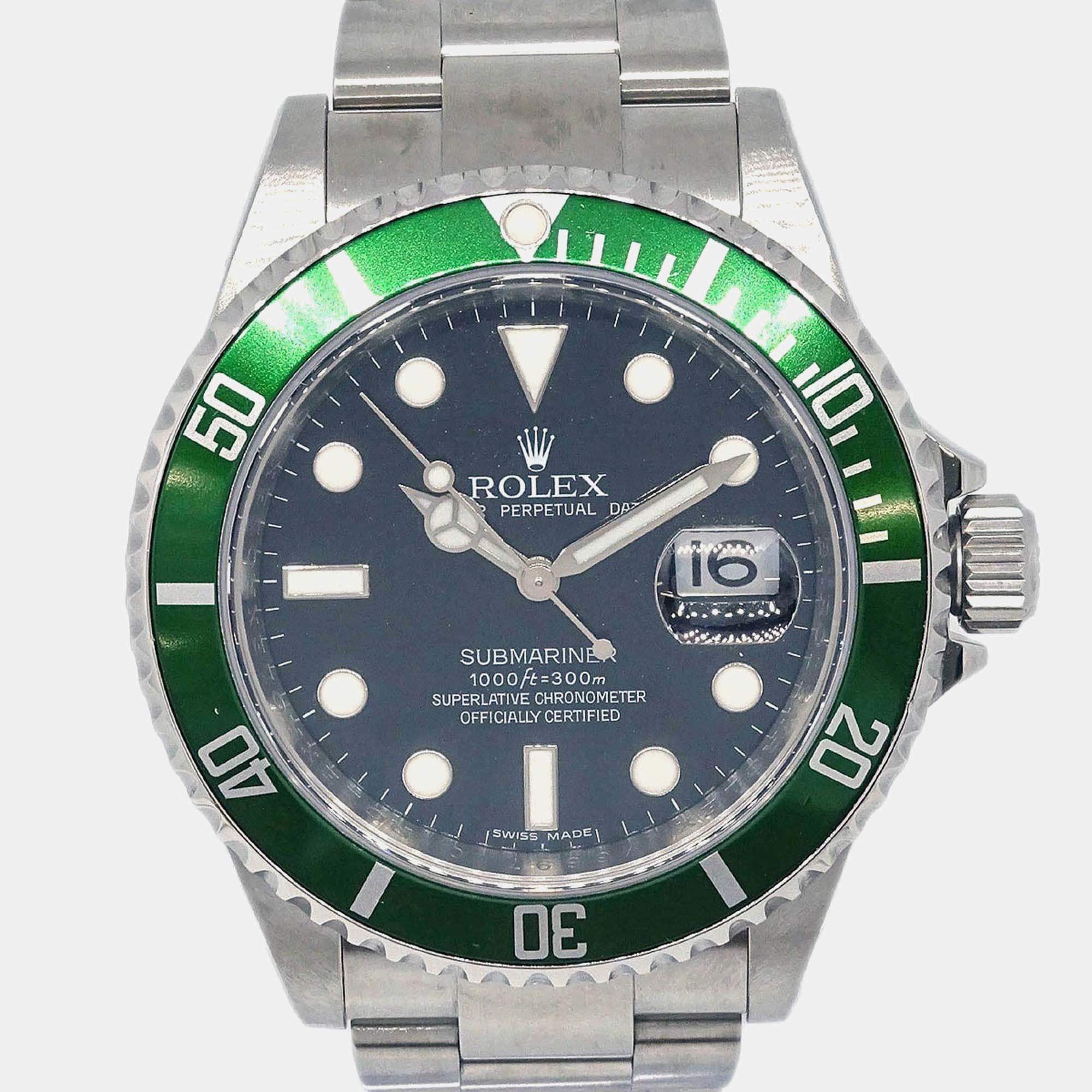 مملوكة مسبقًا Rolex Submariner 16610LV Automatic Black Stainless Steel Women's Wristwatch 40 mm