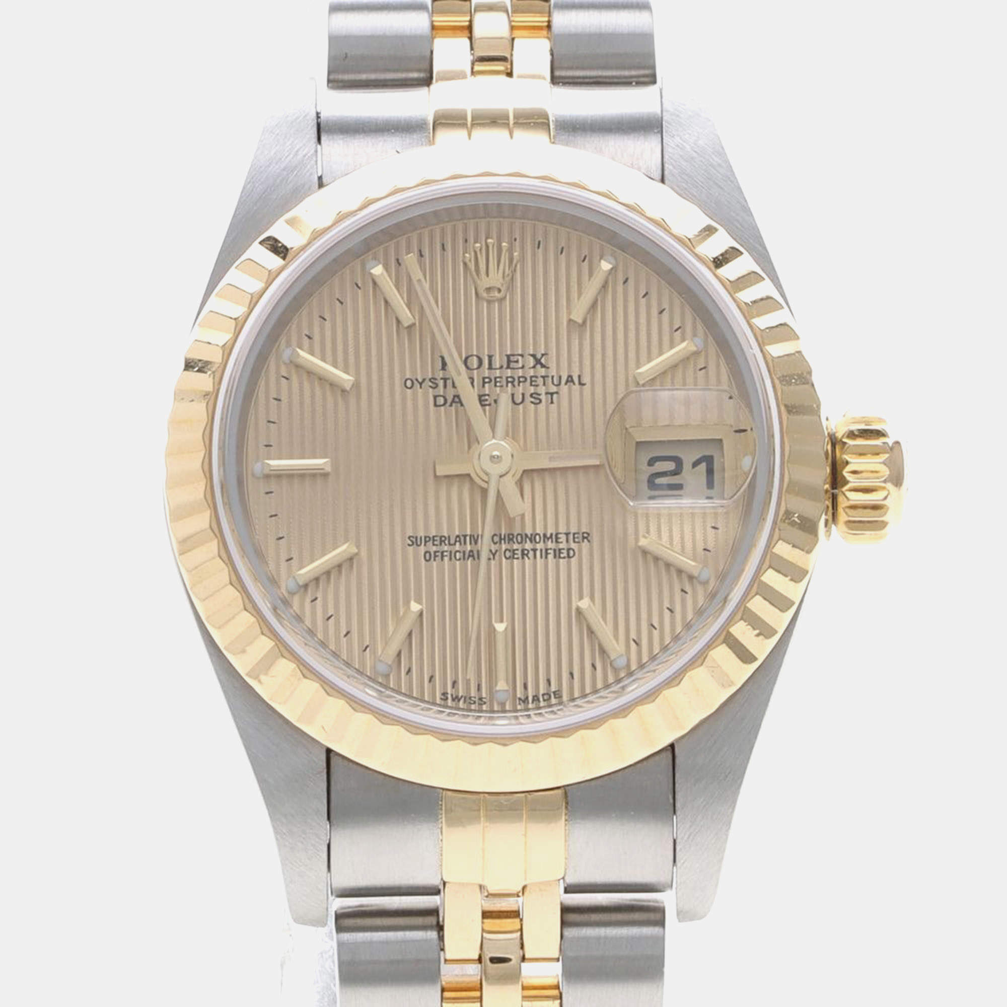 Pre Owned Rolex Datejust 79173 Automatic Stainless Steel 18k Yellow Gold Women's Wristwatch 26mm