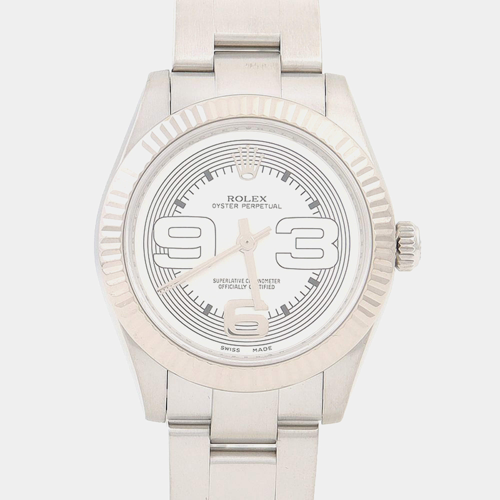 مملوكة مسبقًا Rolex Oyster Perpetual 177234 Automatic Stainless Steel 18k White Gold Women's Wristwatch 31mm