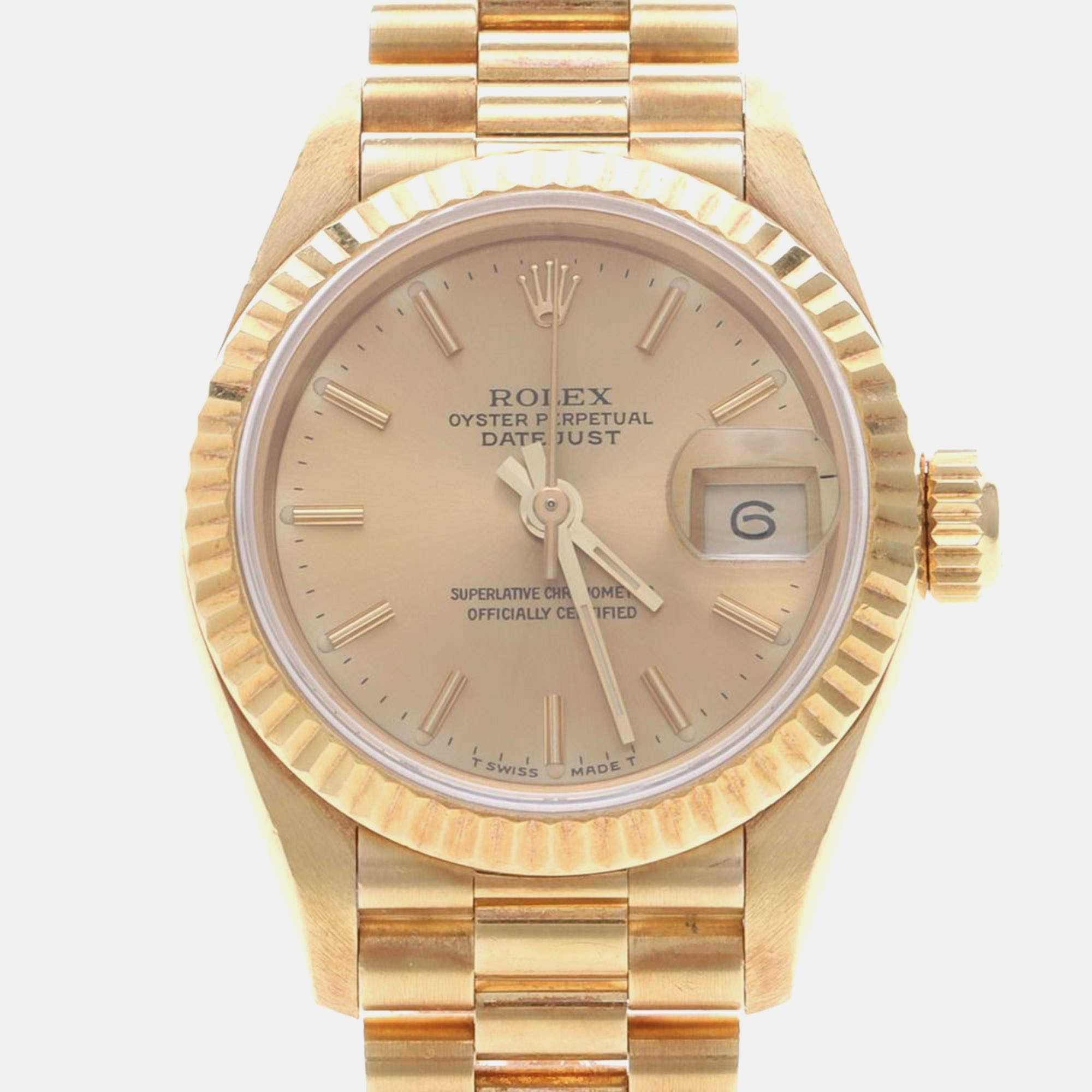 Pre Owned Rolex Lady Datejust 69178 Gold 18K Yellow Gold Women Wristwatch 26mm