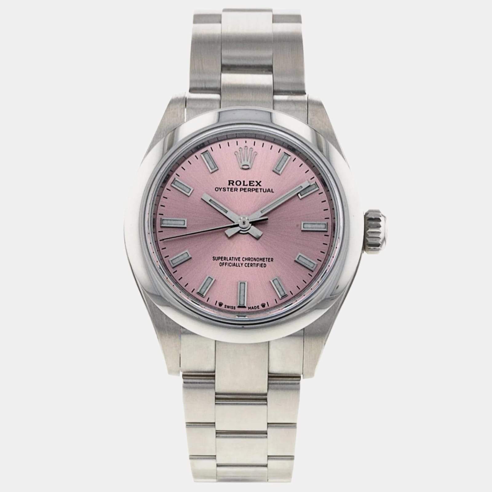 Pre Owned Rolex Oyster Perpetual 276200 Pink Stainless Steel Automatic Women's Wristwatch 28mm