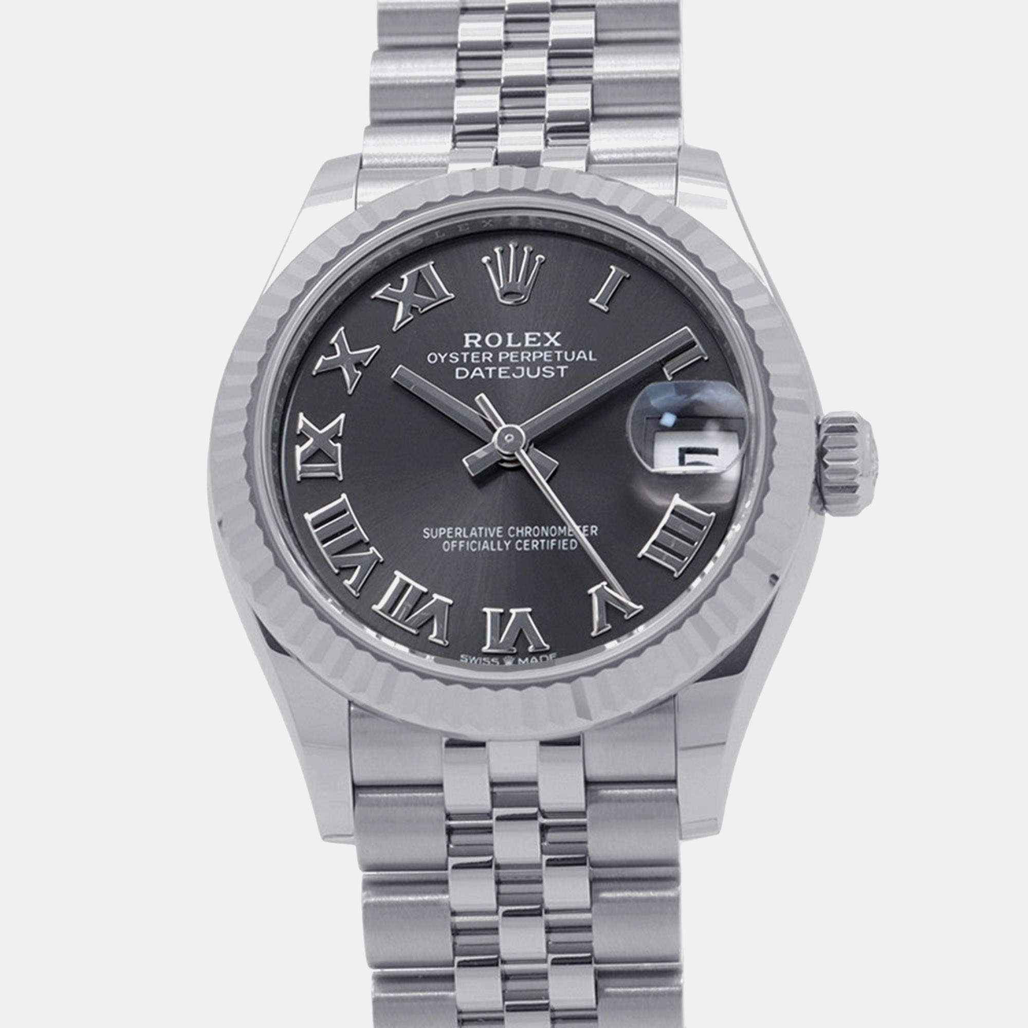 Pre Owned Rolex Datejust 278274 Grey 18K White Gold, Stainless Steel Automatic Women's Watches 31mm