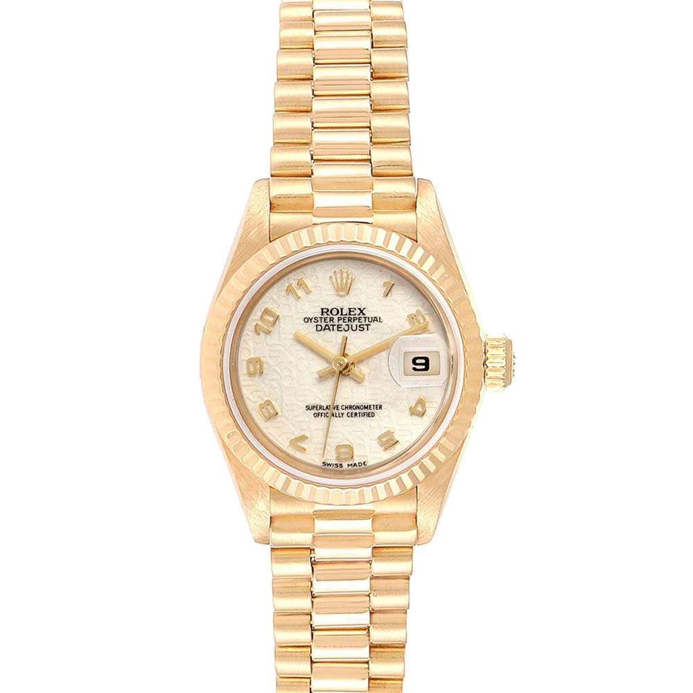 Rolex Ivory 18K Yellow Gold President Datejust 69178 Women's Wristwatch 26MM