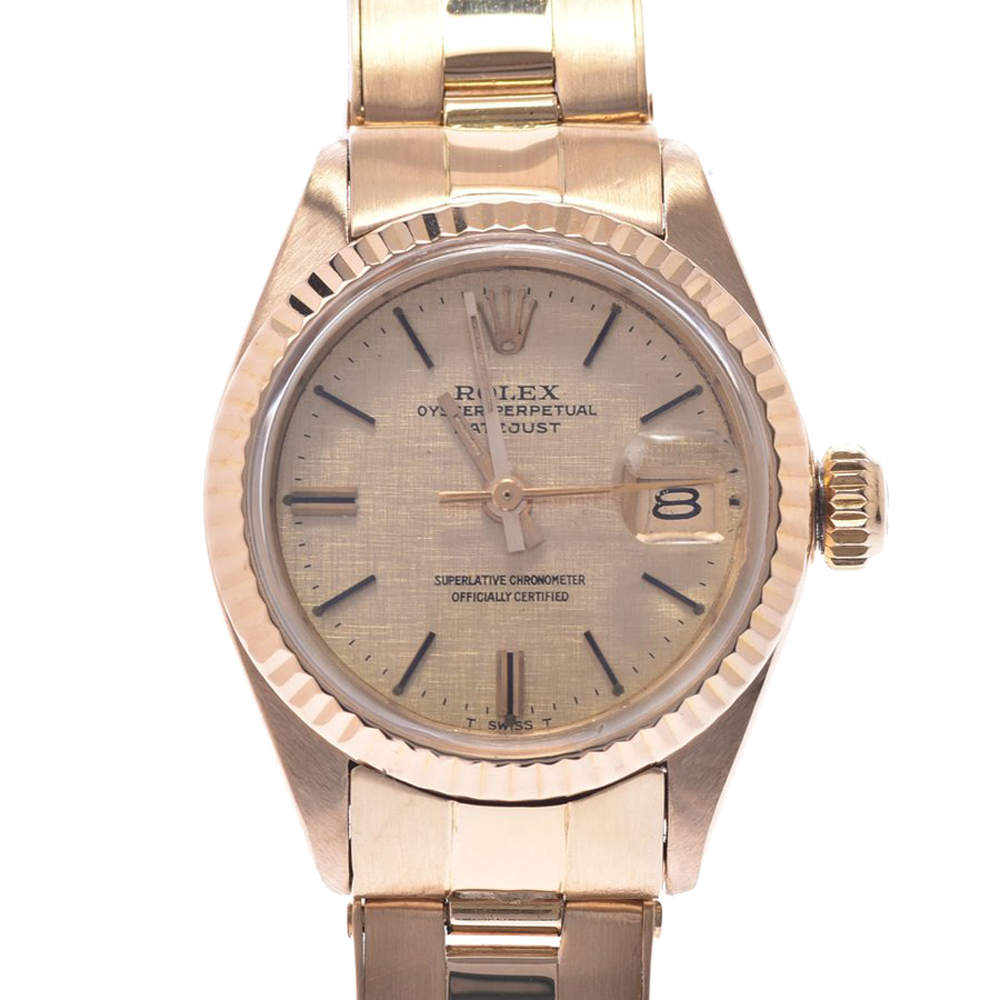 Pre Owned Rolex Champagne 18K Yellow Gold Datejust 6917 Vintage Women's Wristwatch 26 MM