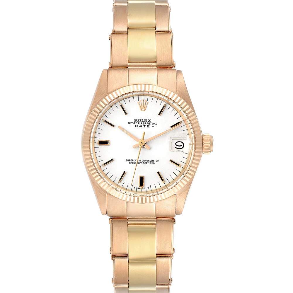 Rolex Silver 18K Rose Gold President Datejust 6827 Women's Wristwatch 31 MM