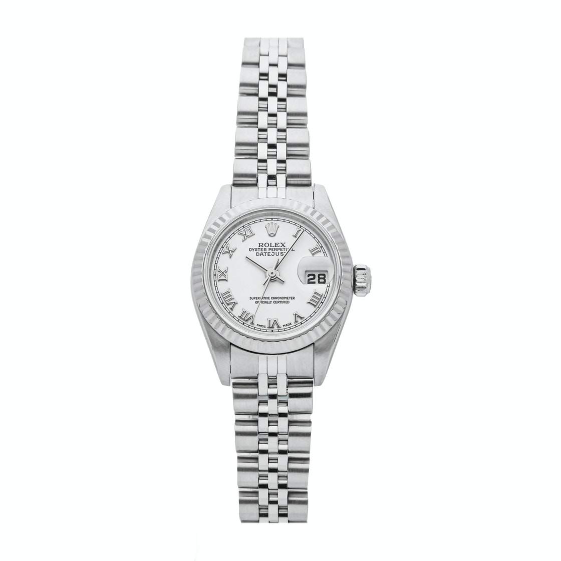 Pre Owned Rolex White 18k White Gold And Stainless Steel Datejust 79174 Women's Wristwatch 26 MM