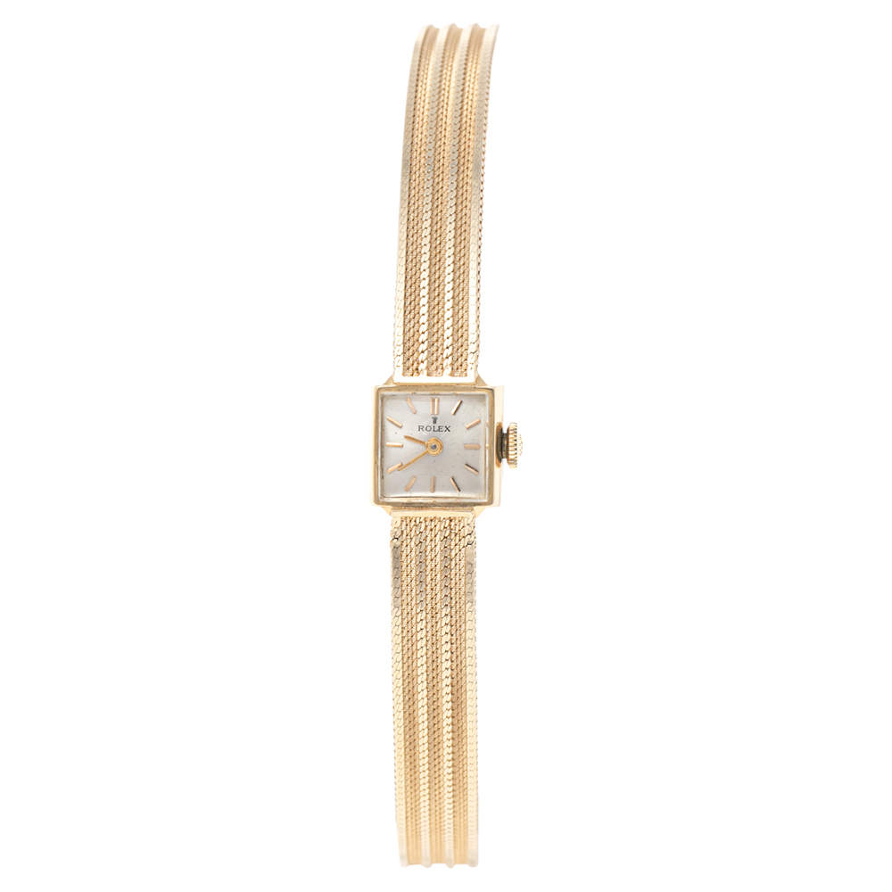 Rolex Champagne 14K Gold Vintage Women's Wristwatch 13 mm