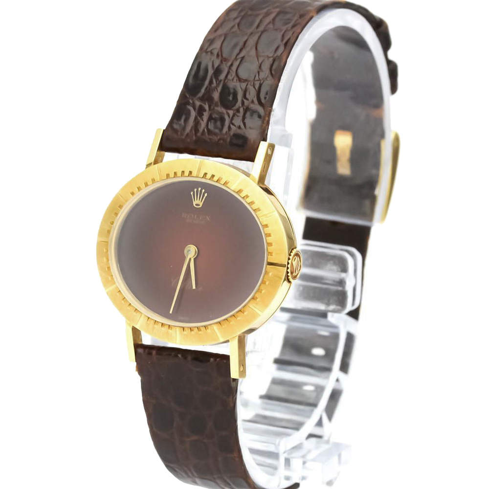 مملوكة مسبقًا Rolex Red 18K Yellow Gold Cellini Gradation 4081 Women's Wristwatch 25 MM