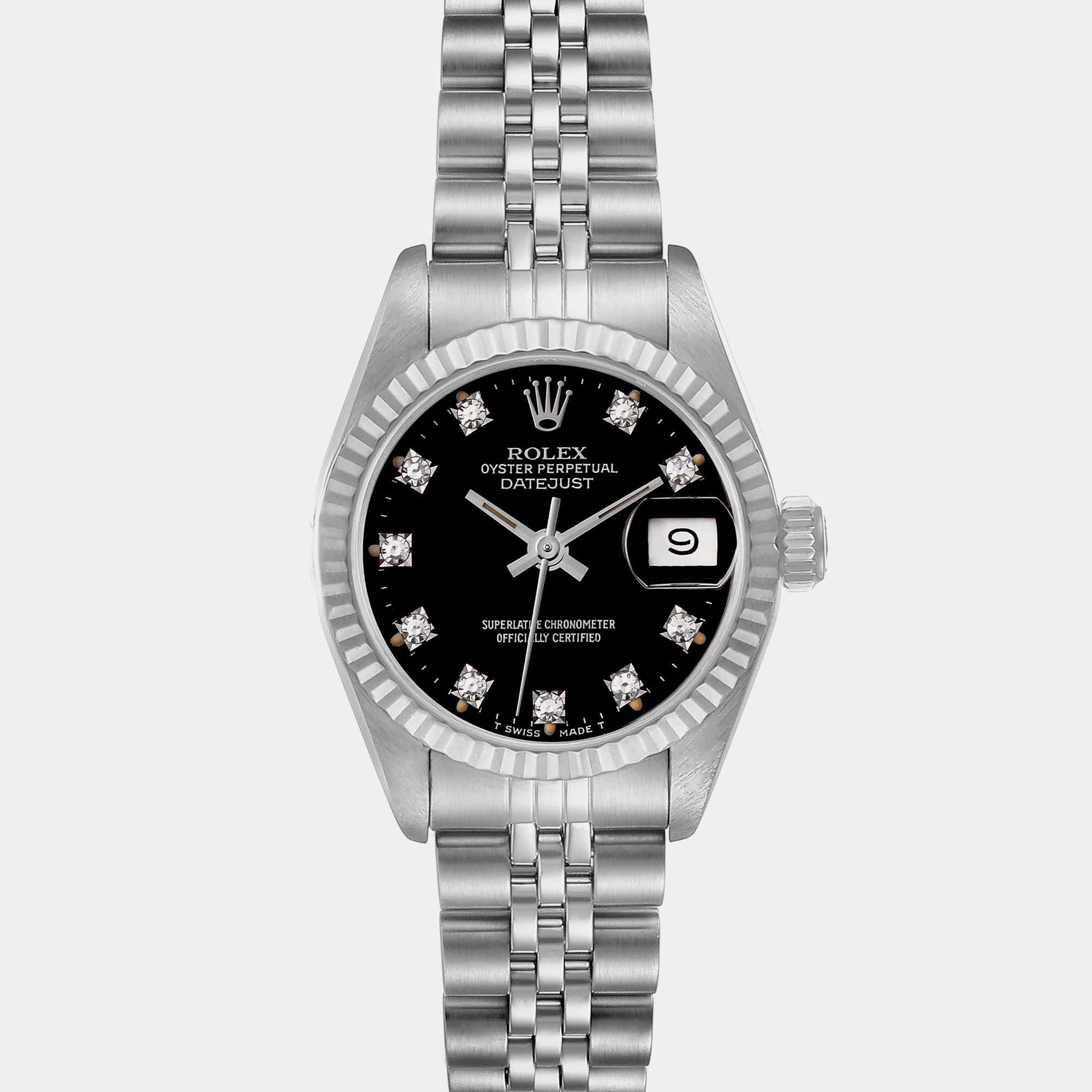 Rolex black women's on sale watch