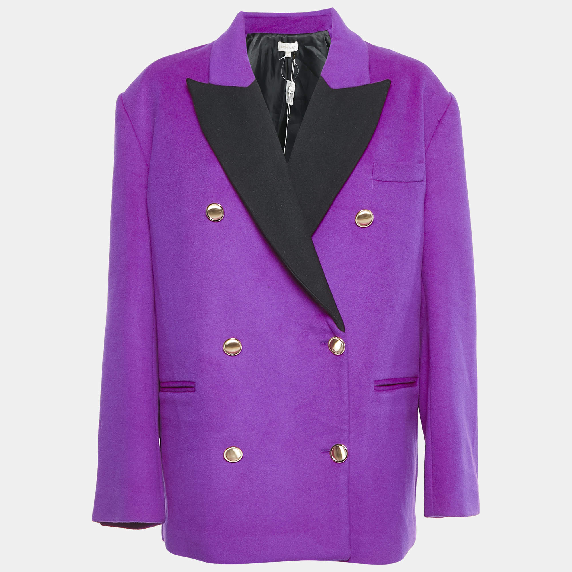 Pre Owned Ronny Kobo Pink Wool Double Breasted Keira Jacket M