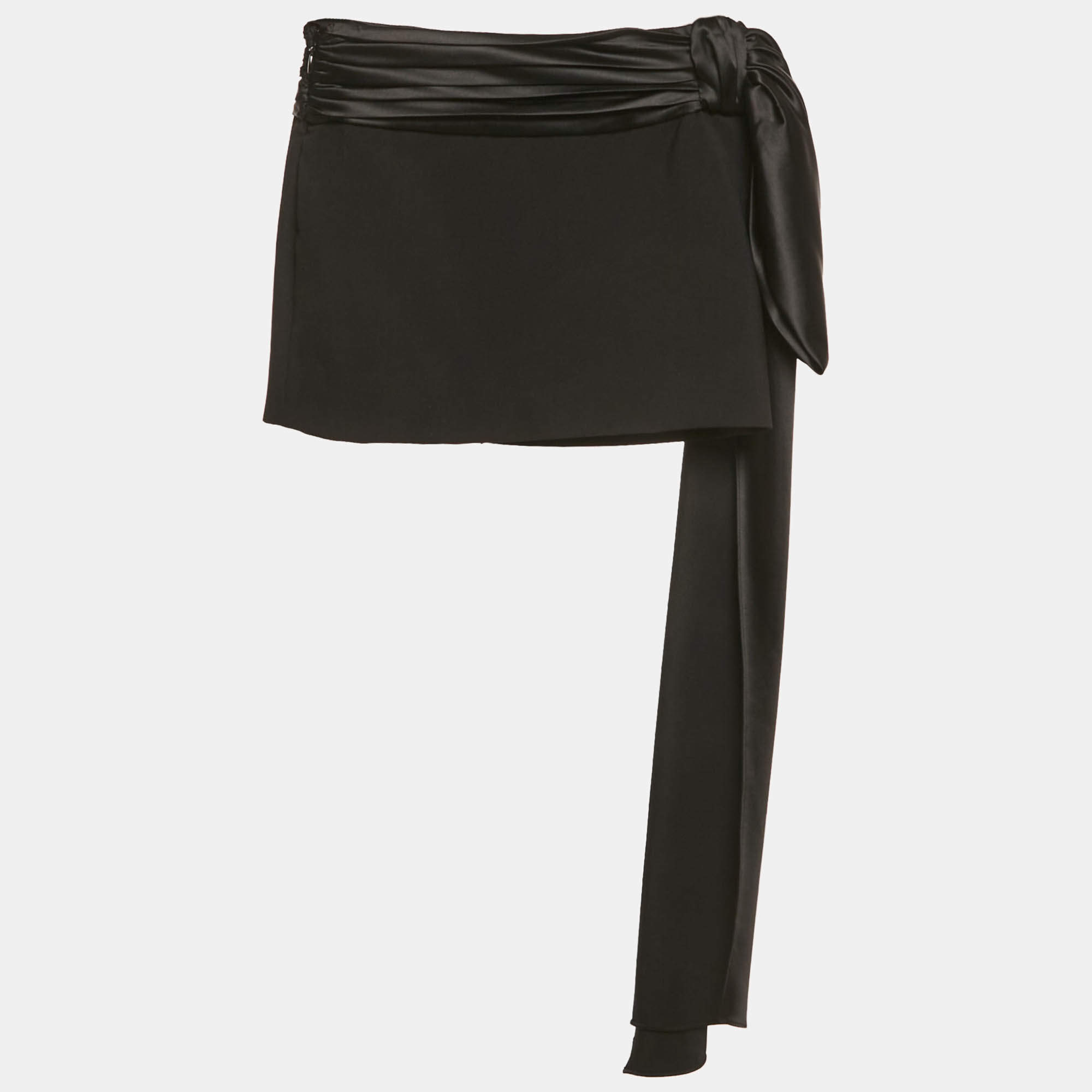 مملوكة مسبقًا Ronny Kobo Black Crepe and Satin Mini Skirt XS
