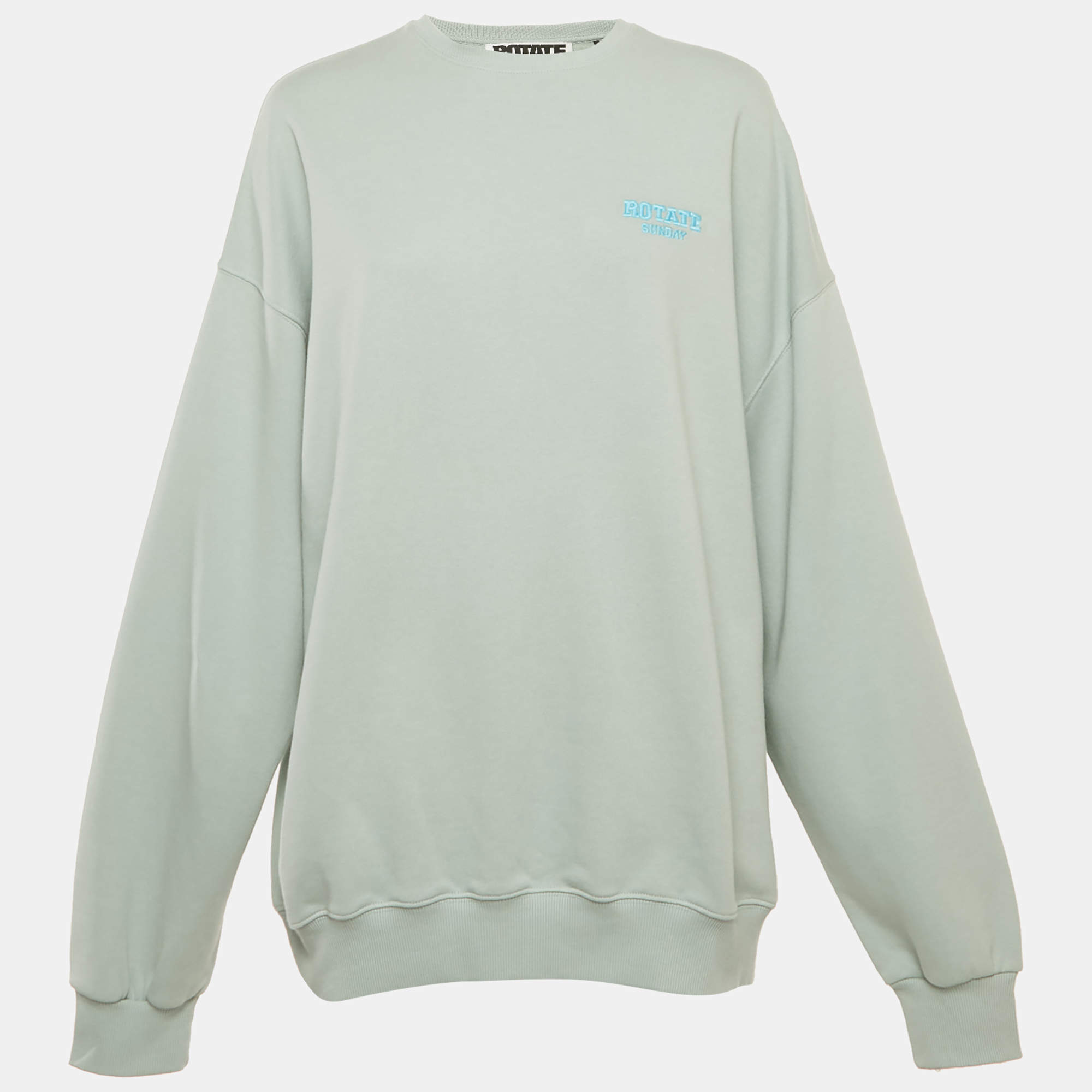 Pre Owned ROTATE Birger Christensen Surf Blue Cotton Iris Crew Neck Sweatshirt M