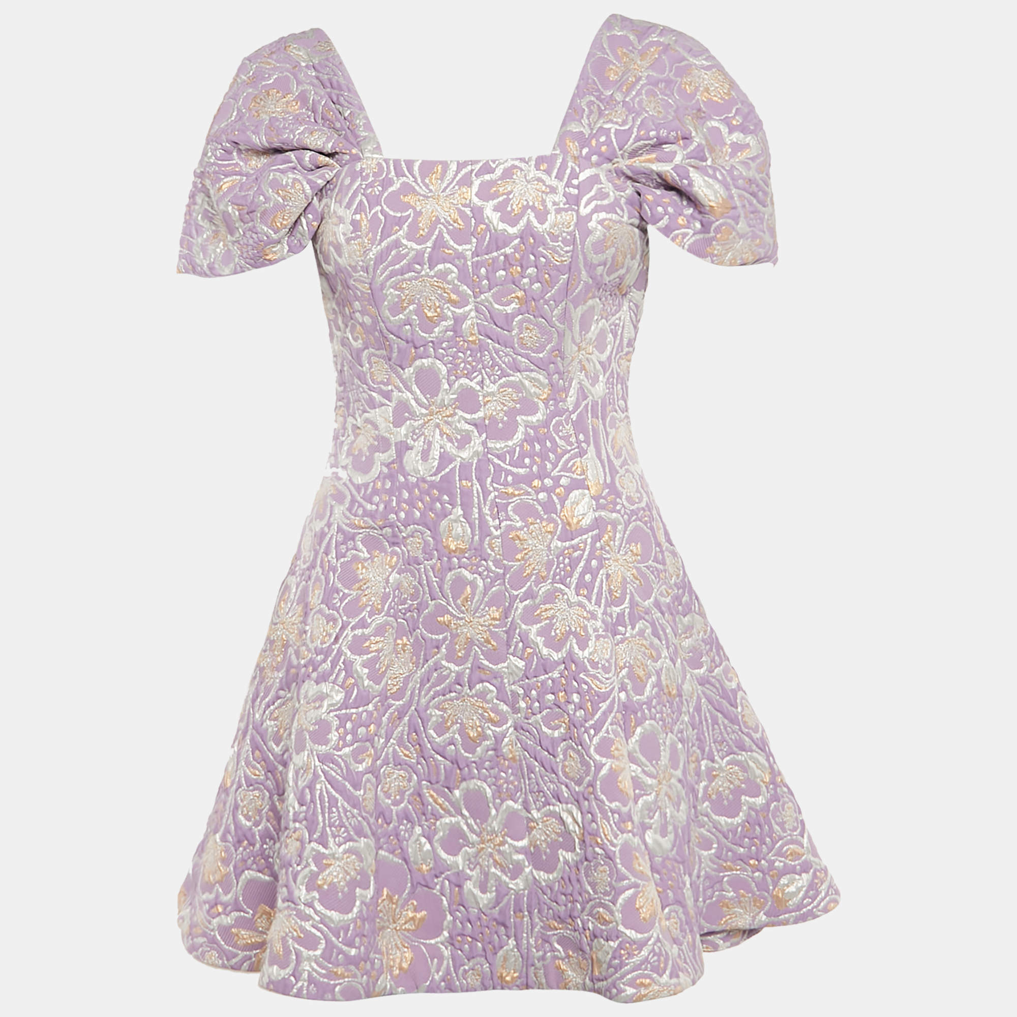 ROTATE BIRGER CHRISTENSEN Purple Floral Jacquard Mini Dress M