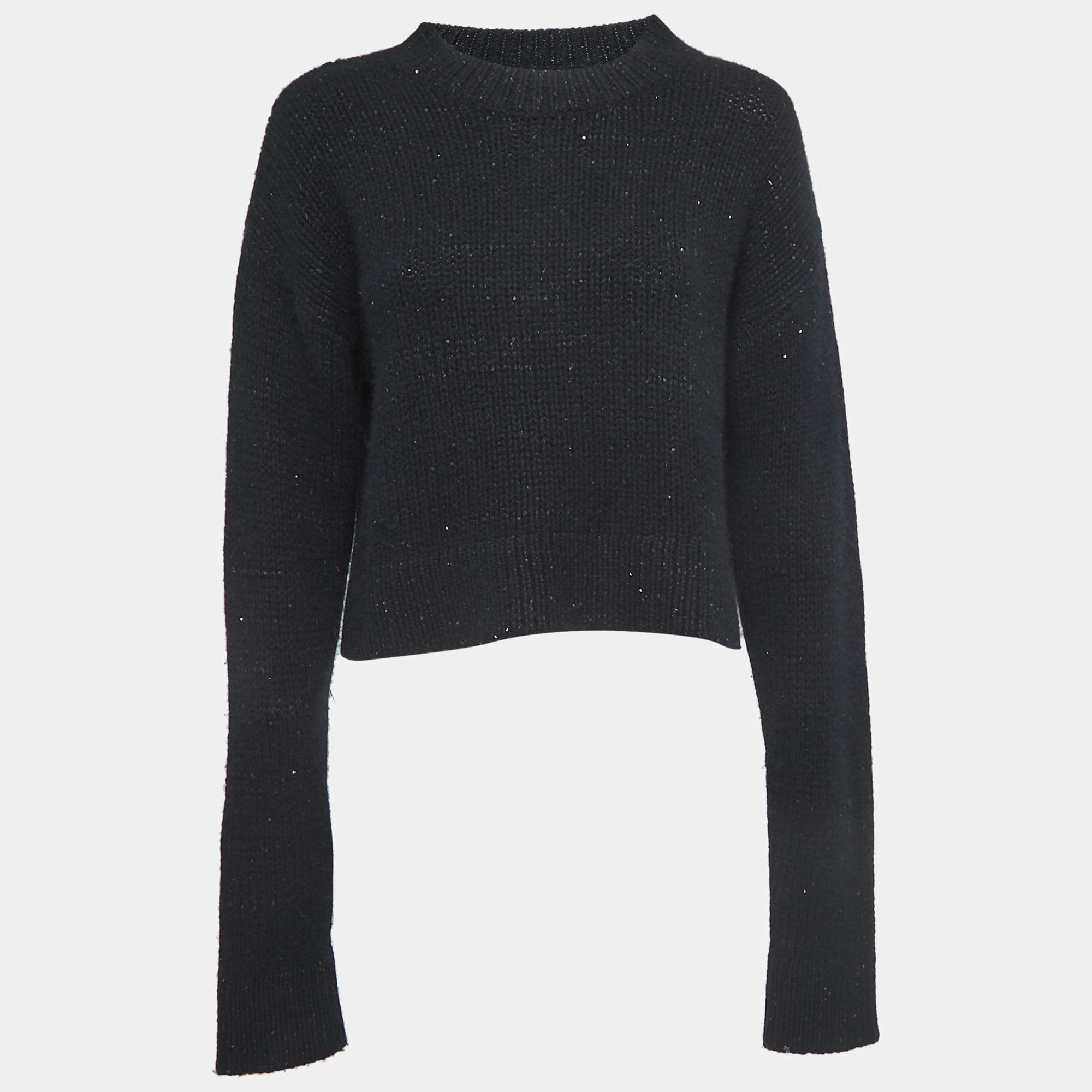 Pre Owned Sablyn Black Sequin Embellished Cashmere Sweater S