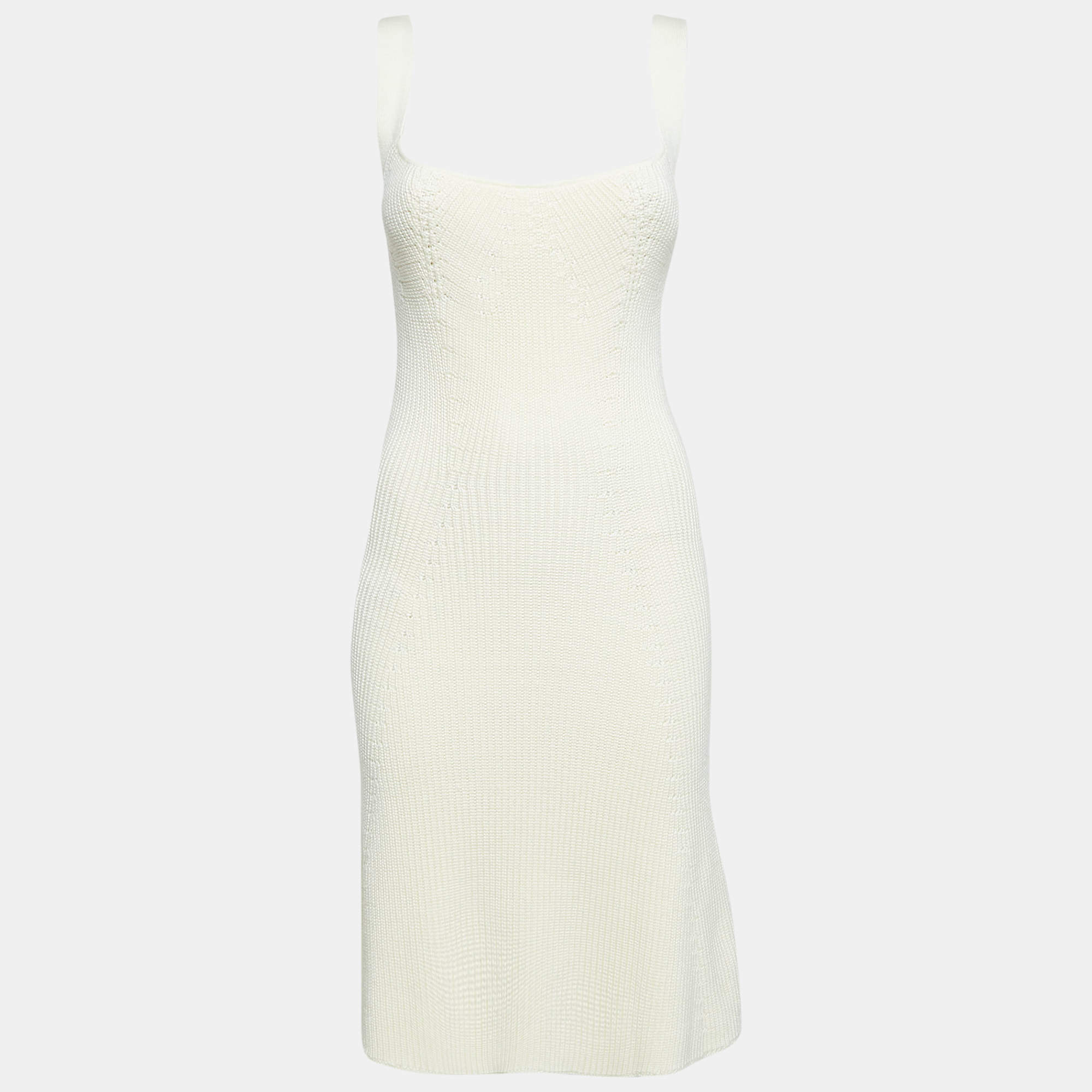 Safiyaa White Ivory Rib Knit Huanca Mini Dress S