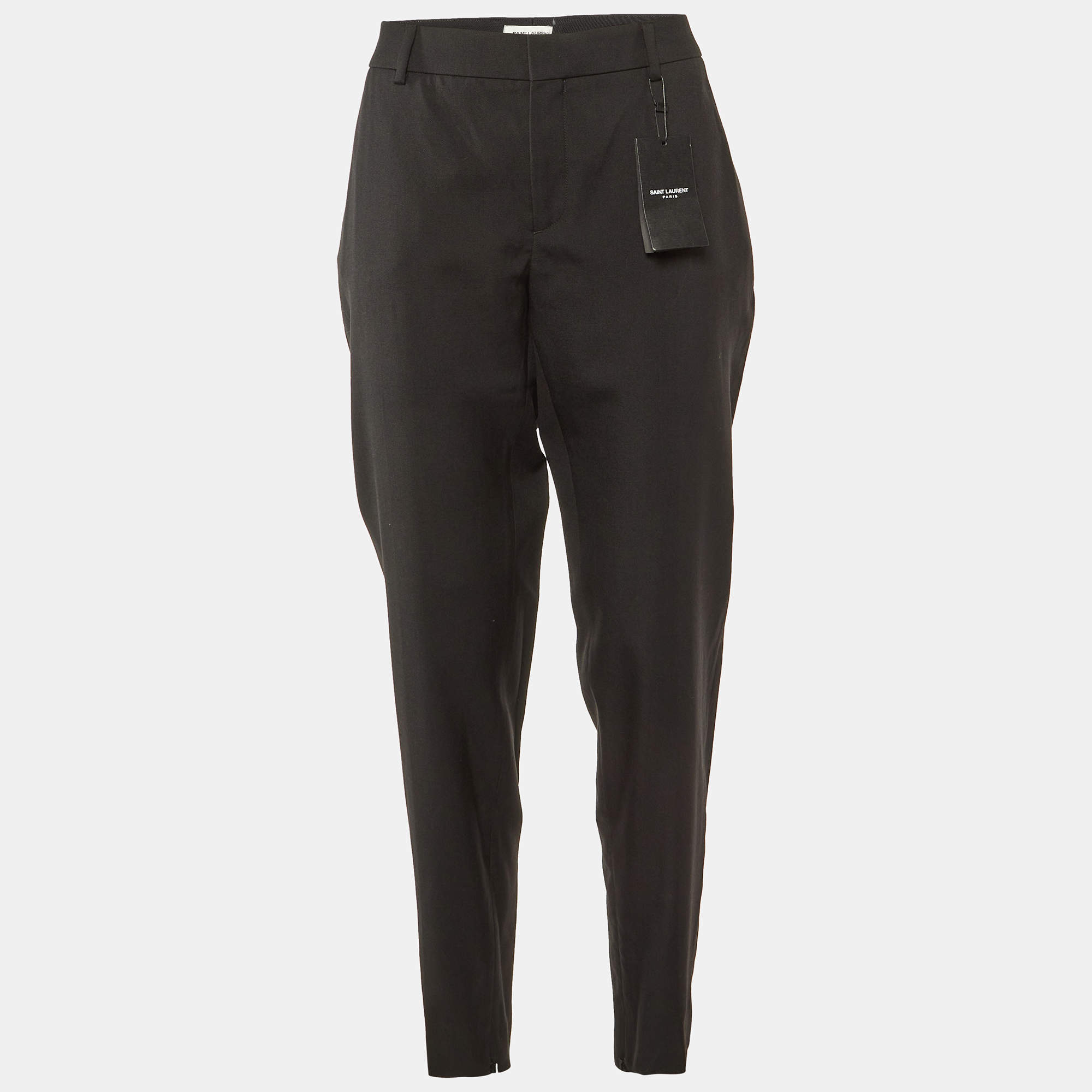 Saint Laurent Paris Black Wool Straight Leg Trousers L
