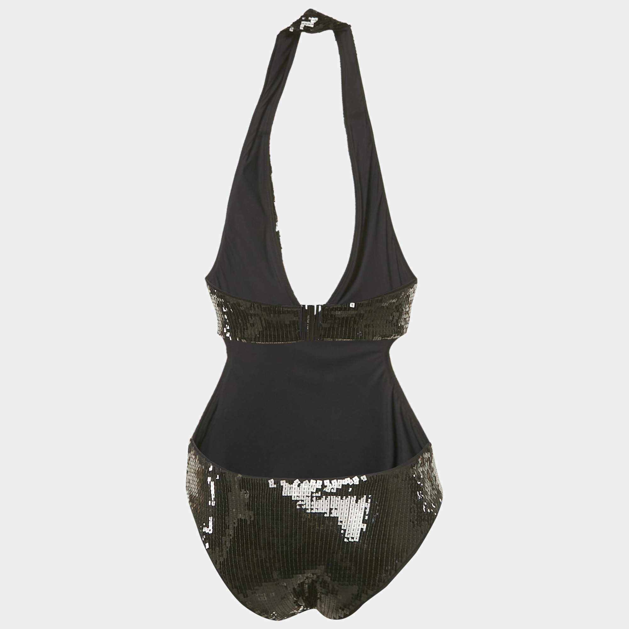 Saint Laurent Paris Black Sequin Embellished Jersey Cut-Out