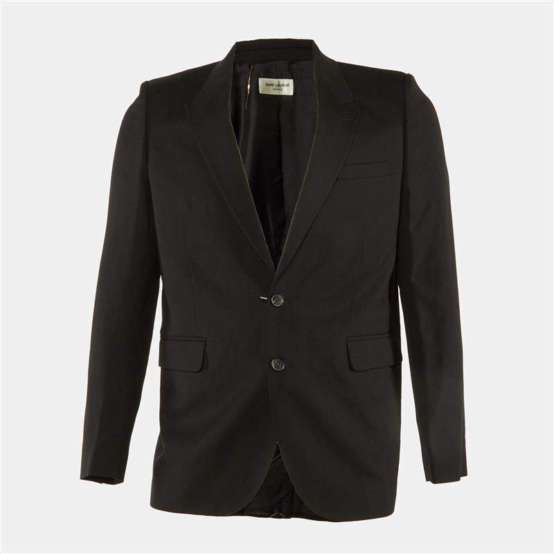 Pre Owned Saint Laurent Paris Black Wool Tailored Blazer L