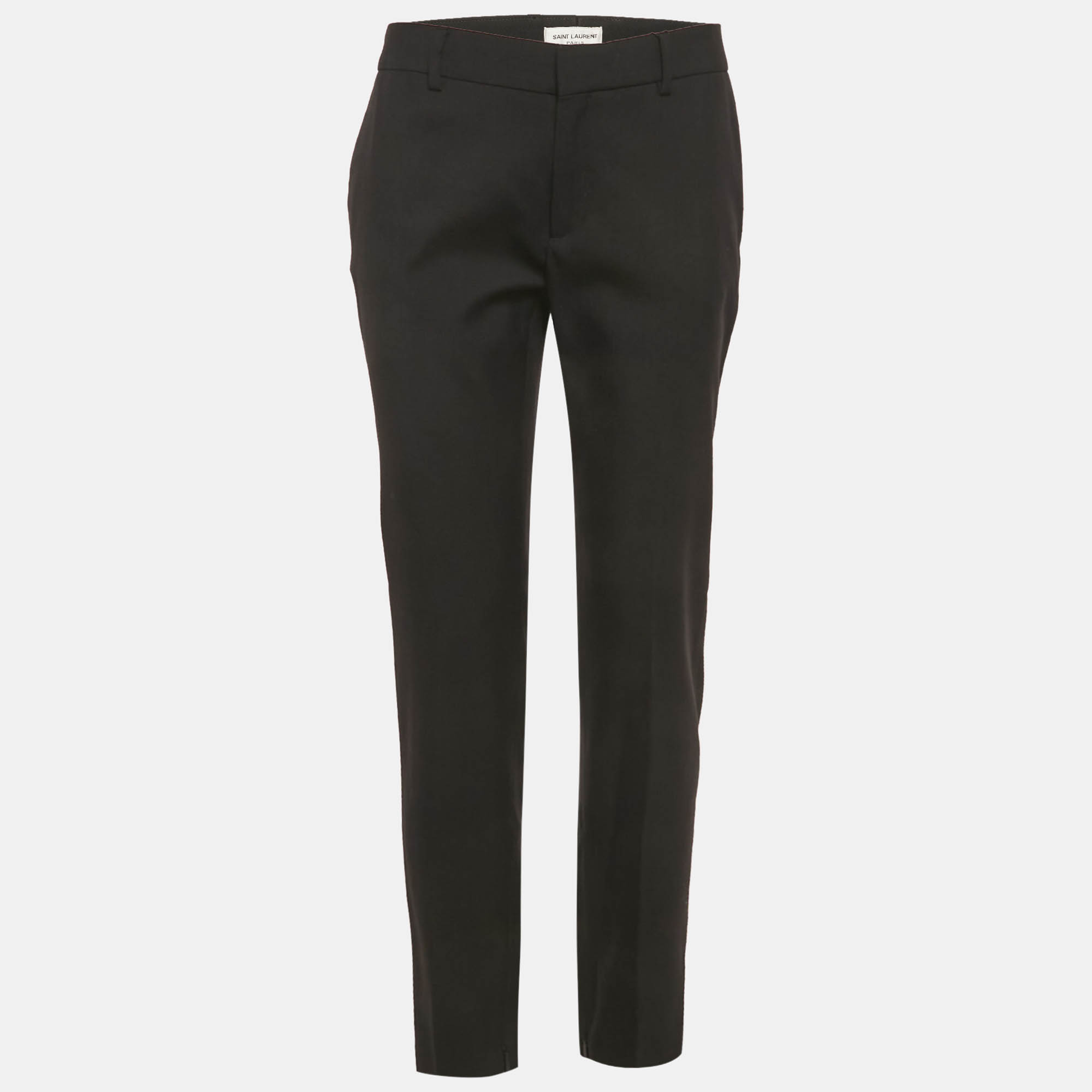 Pre Owned Saint Laurent Black Wool Formal Trousers M 