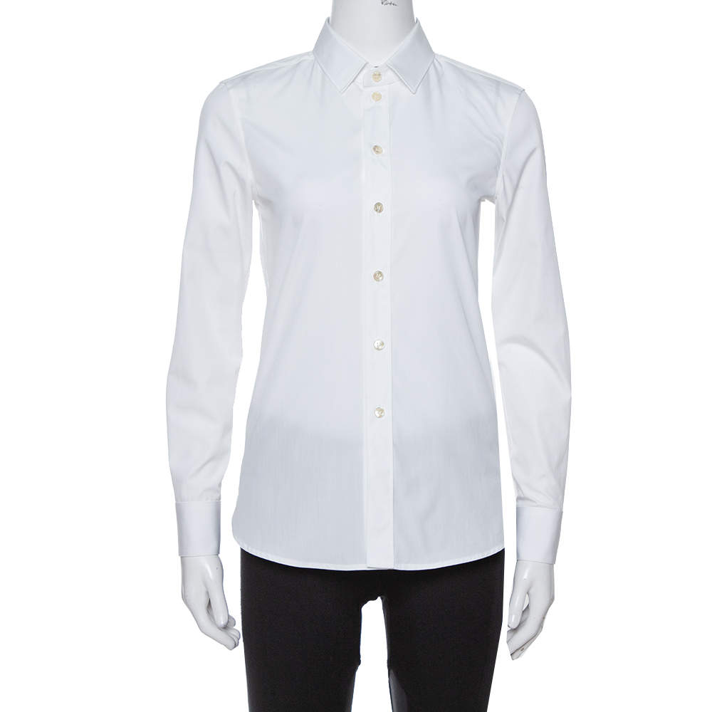 Pre Owned Saint Laurent Paris White Cotton Button Front Shirt S