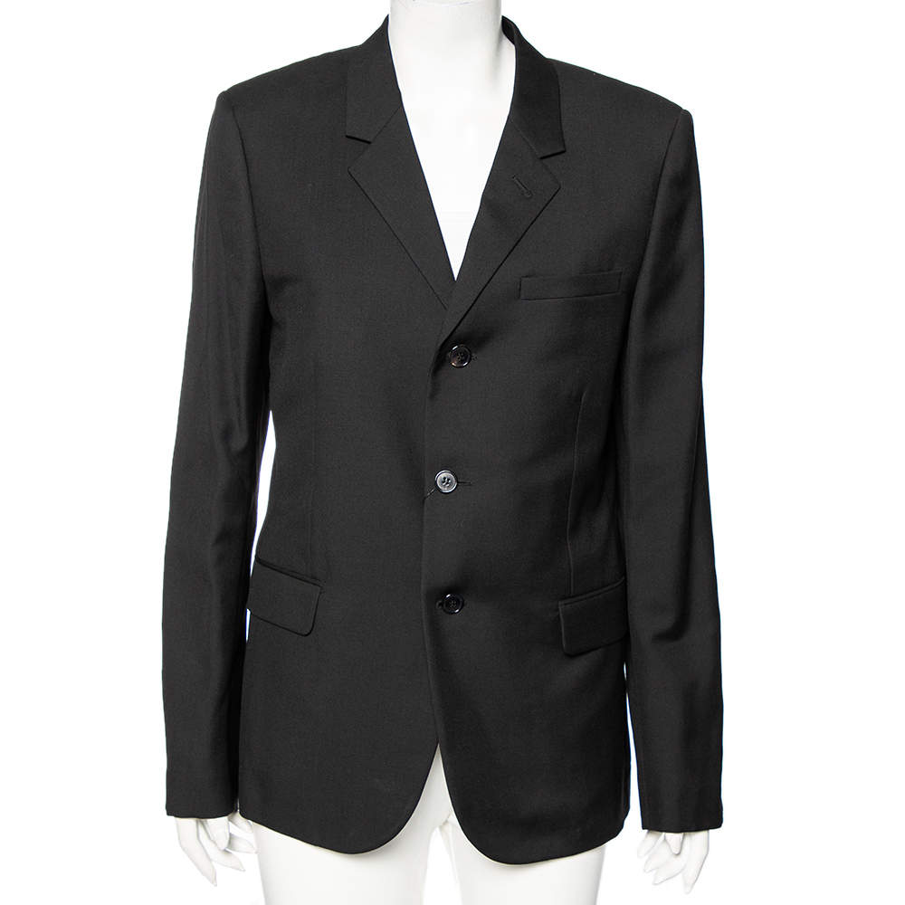 Saint Laurent Black Wool Single Breasted Blazer XXL 