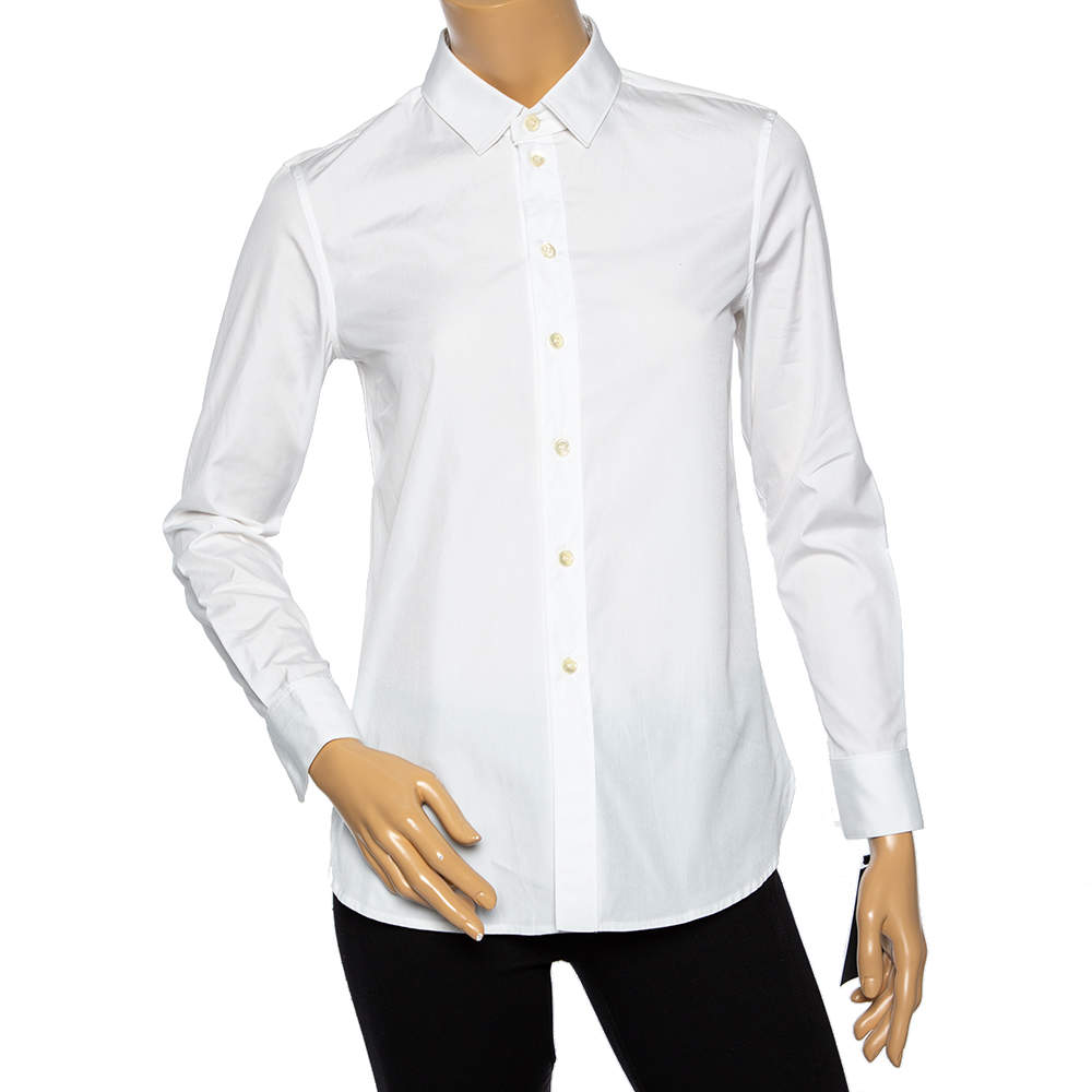 Saint Laurent White Cotton Button Front Shirt S