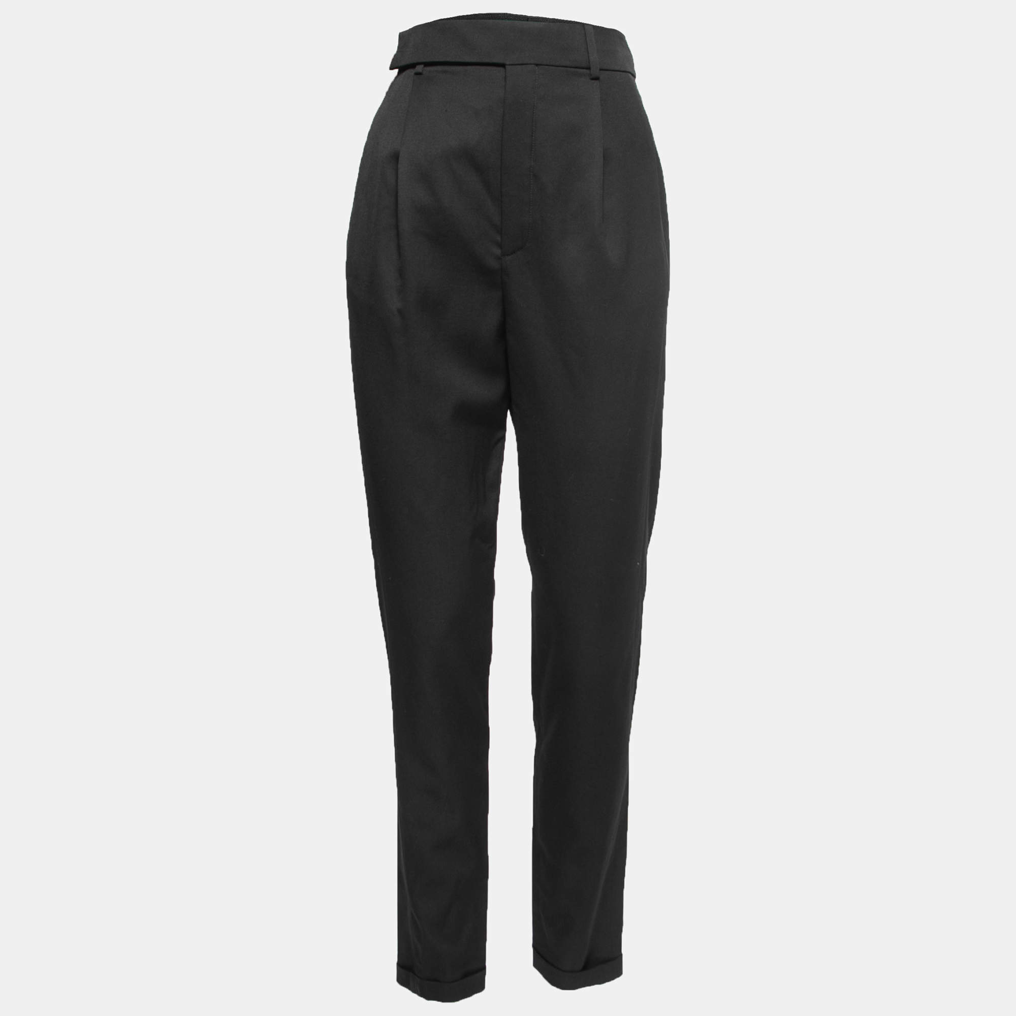 Saint Laurent Black Wool Tailored Trousers M