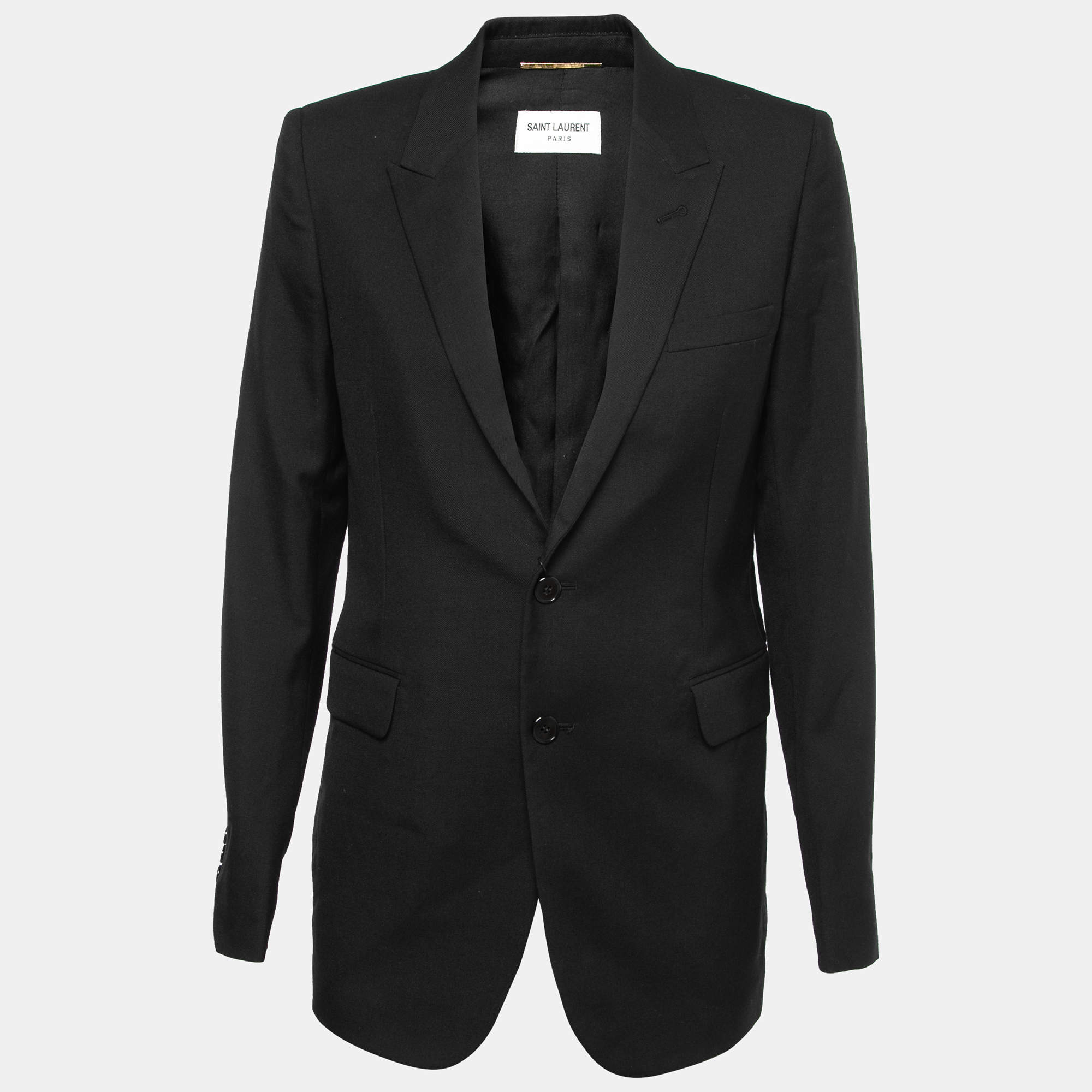 Pre Owned Saint Laurent Black Wool Single Breasted Blazer M