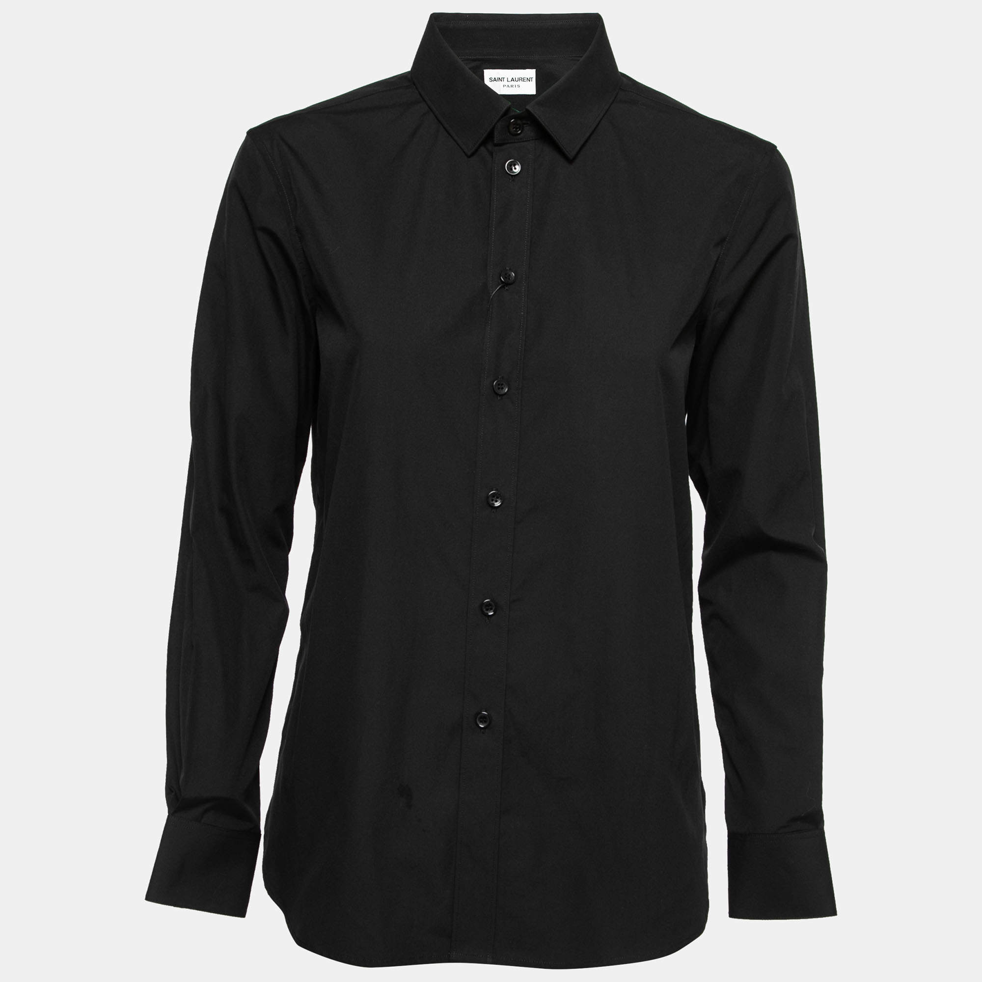 Saint Laurent Black Cotton Button Front Shirt M
