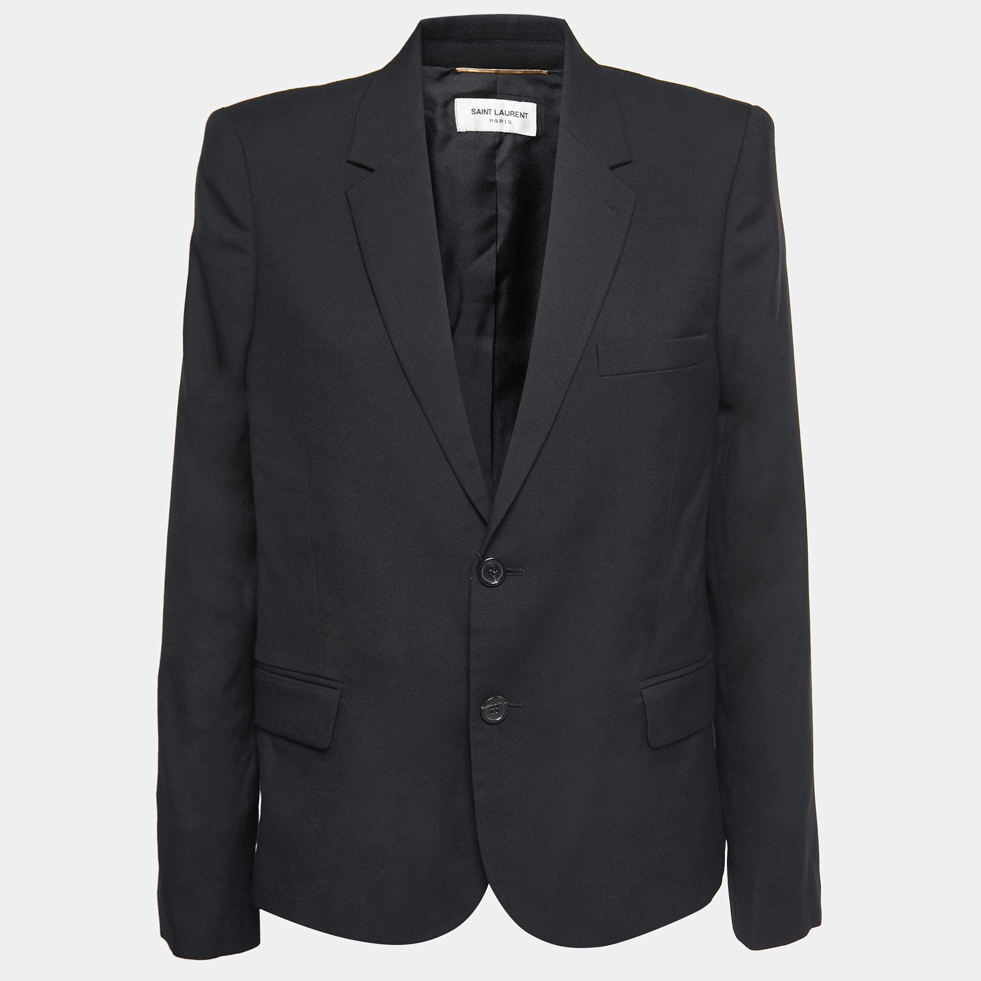 Pre Owned Saint Laurent Paris Black Wool Single Breasted Blazer L