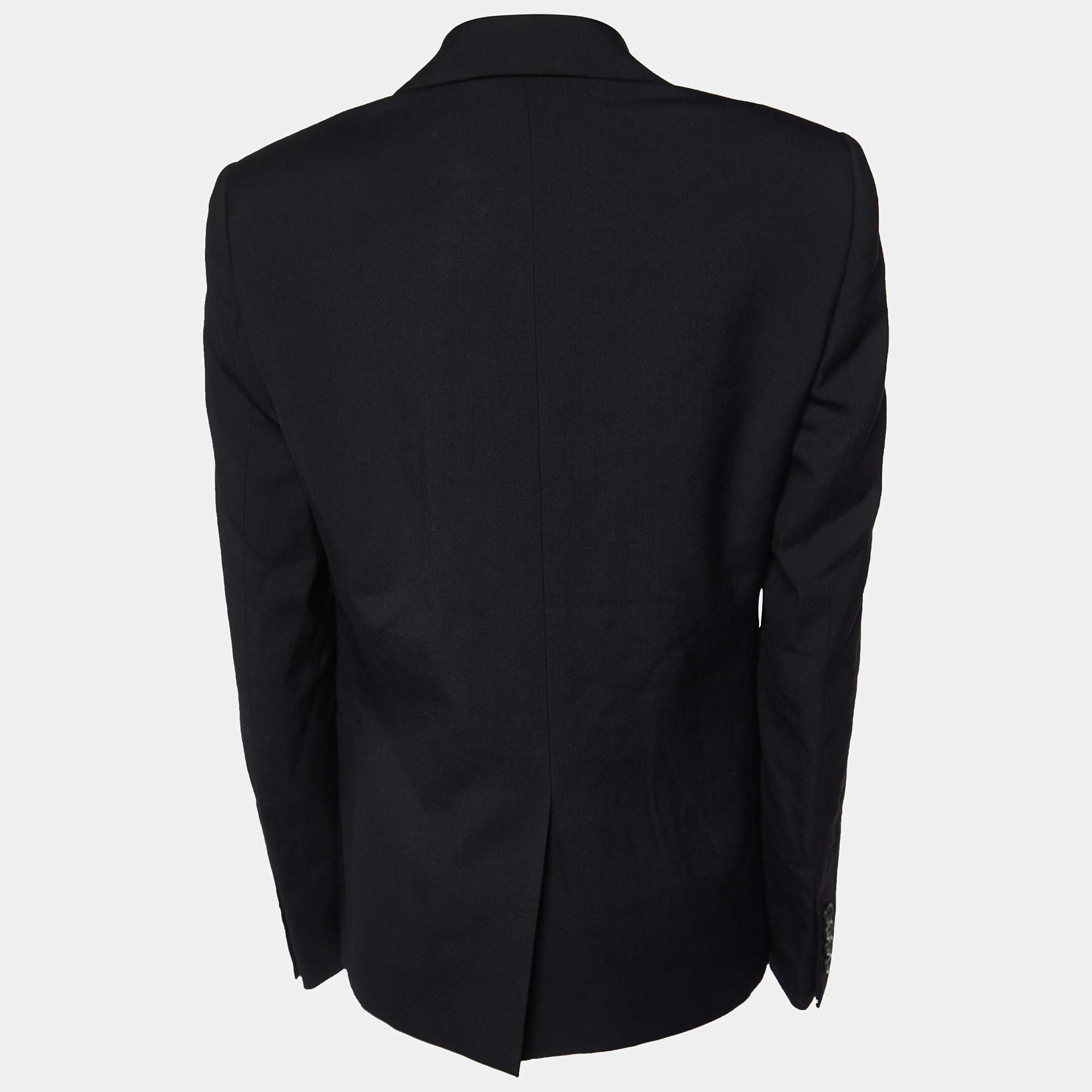 Saint Laurent Paris Black Wool Gabardine Single Breasted Jacket L