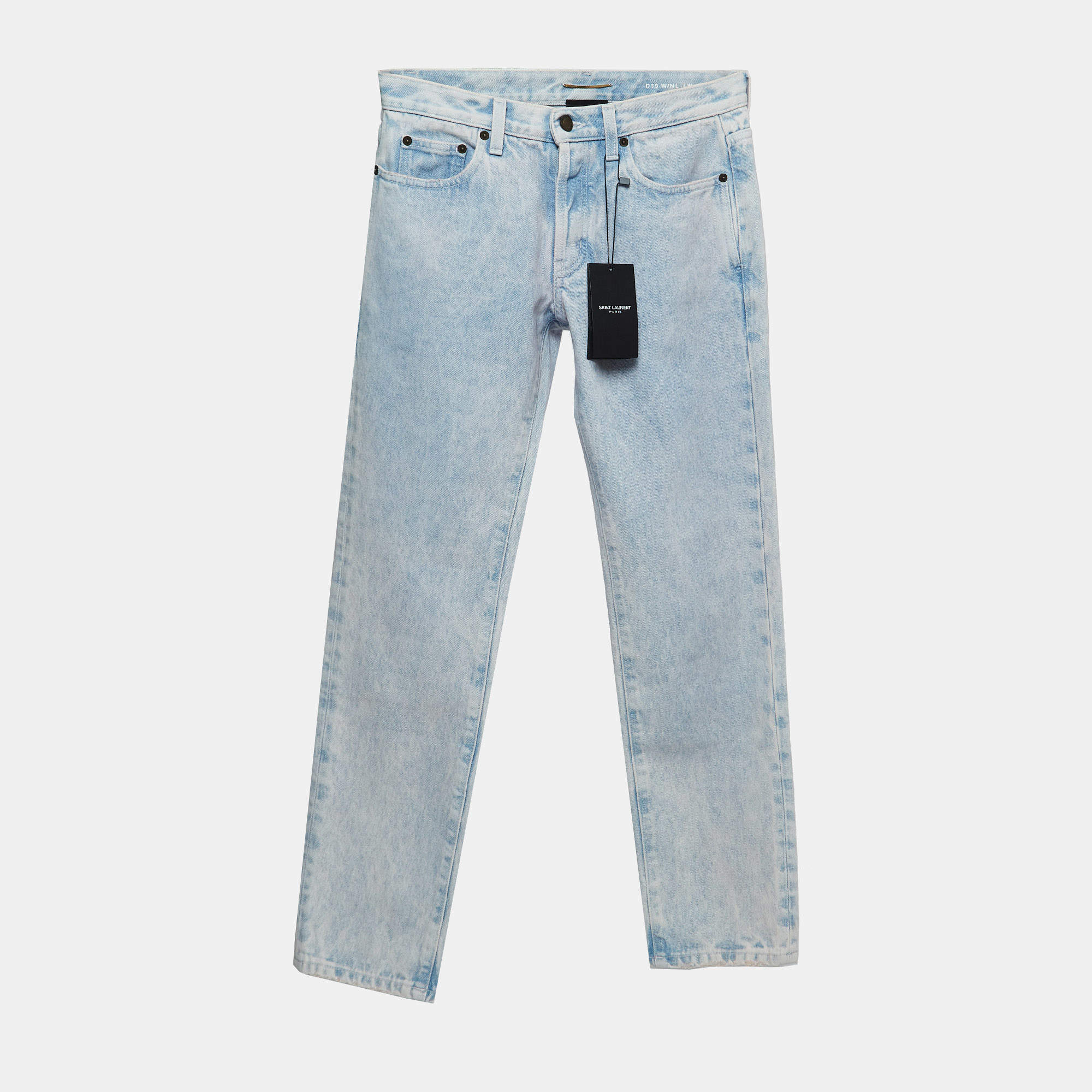Saint Laurent Paris Blue In Marble Pink Denim Low Waist Jeans M Waist 27''