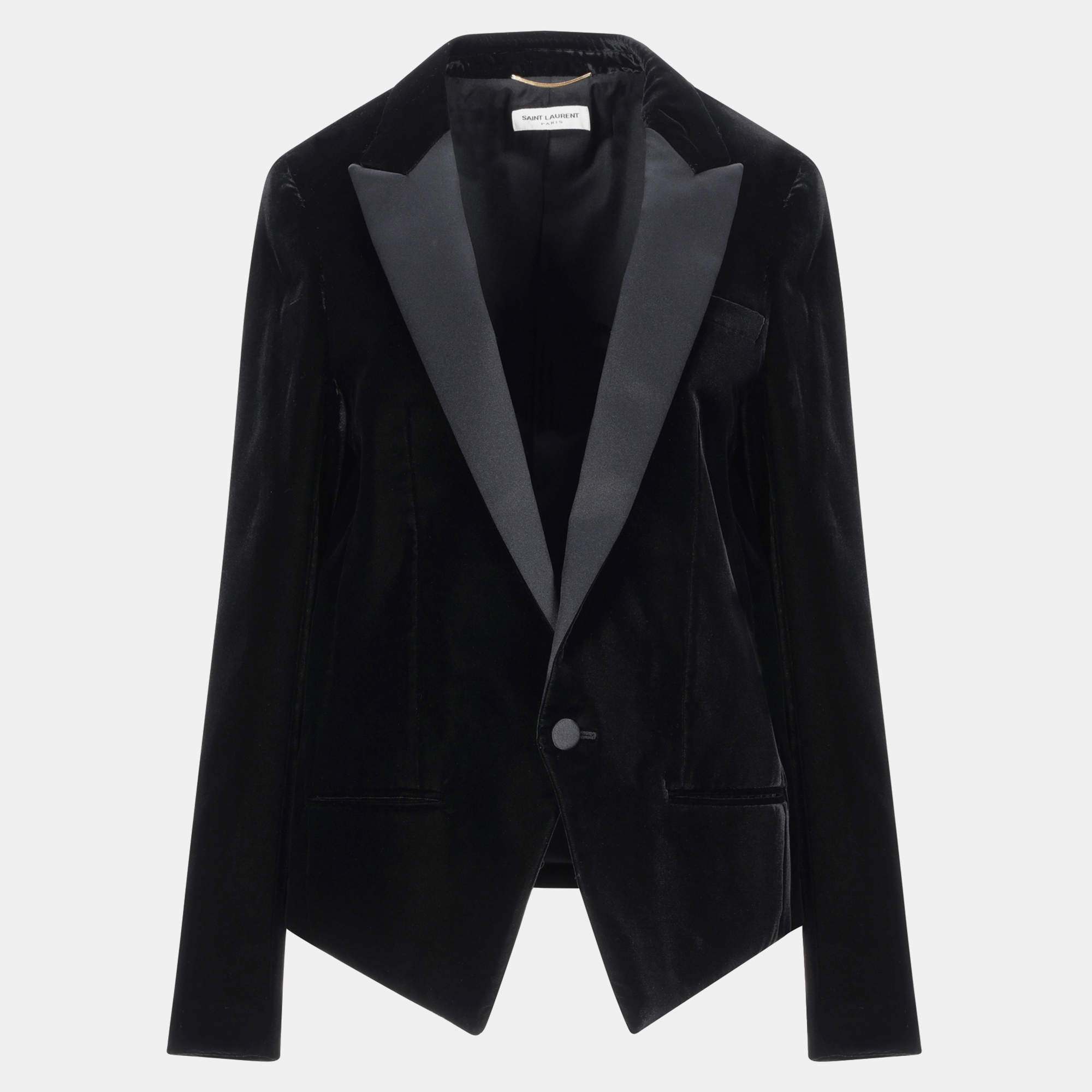 Pre Owned Saint Laurent Black Velvet Single Breasted Blazer M (FR 38)