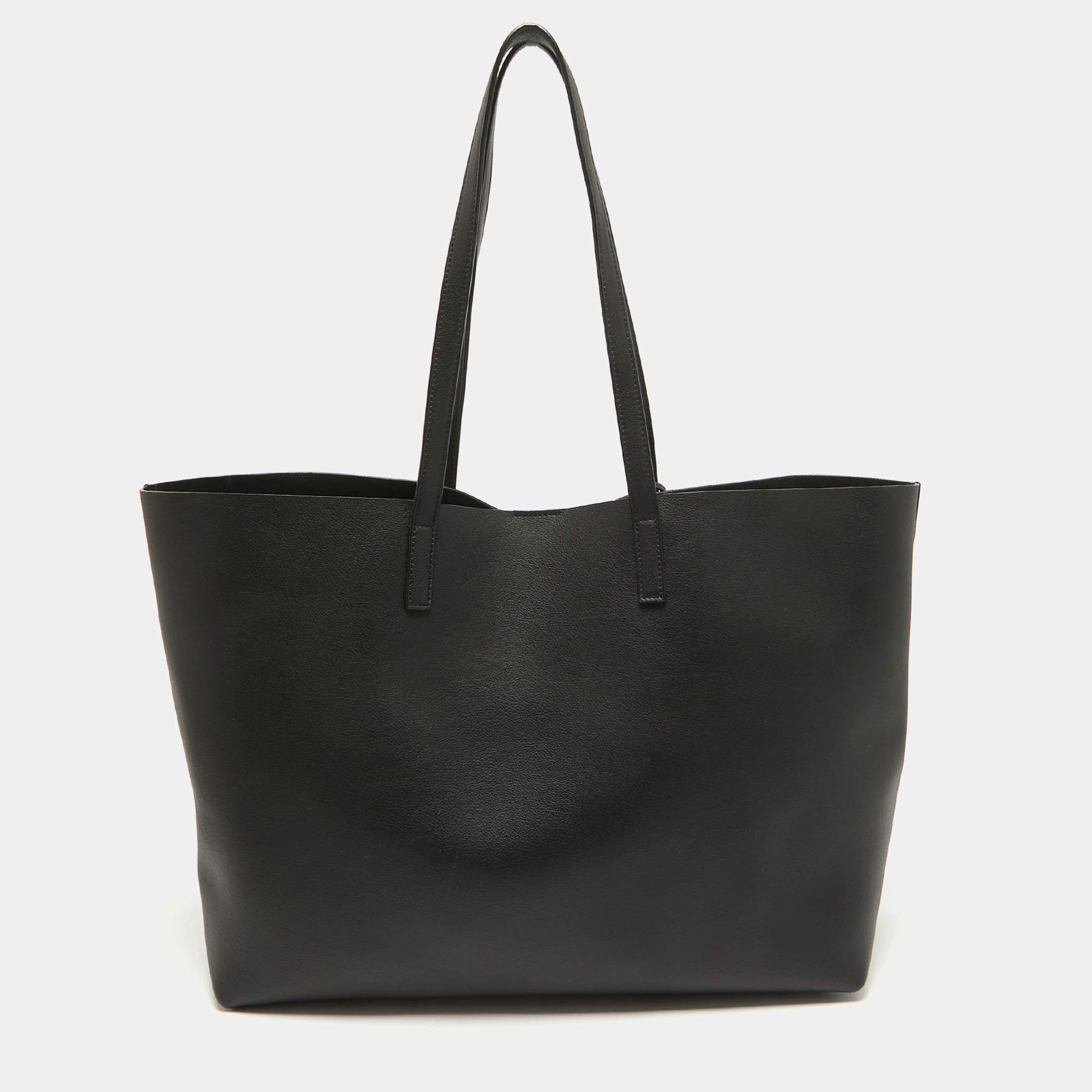 Pre Owned Saint Laurent Black Leather Large East/West Shopper Tote