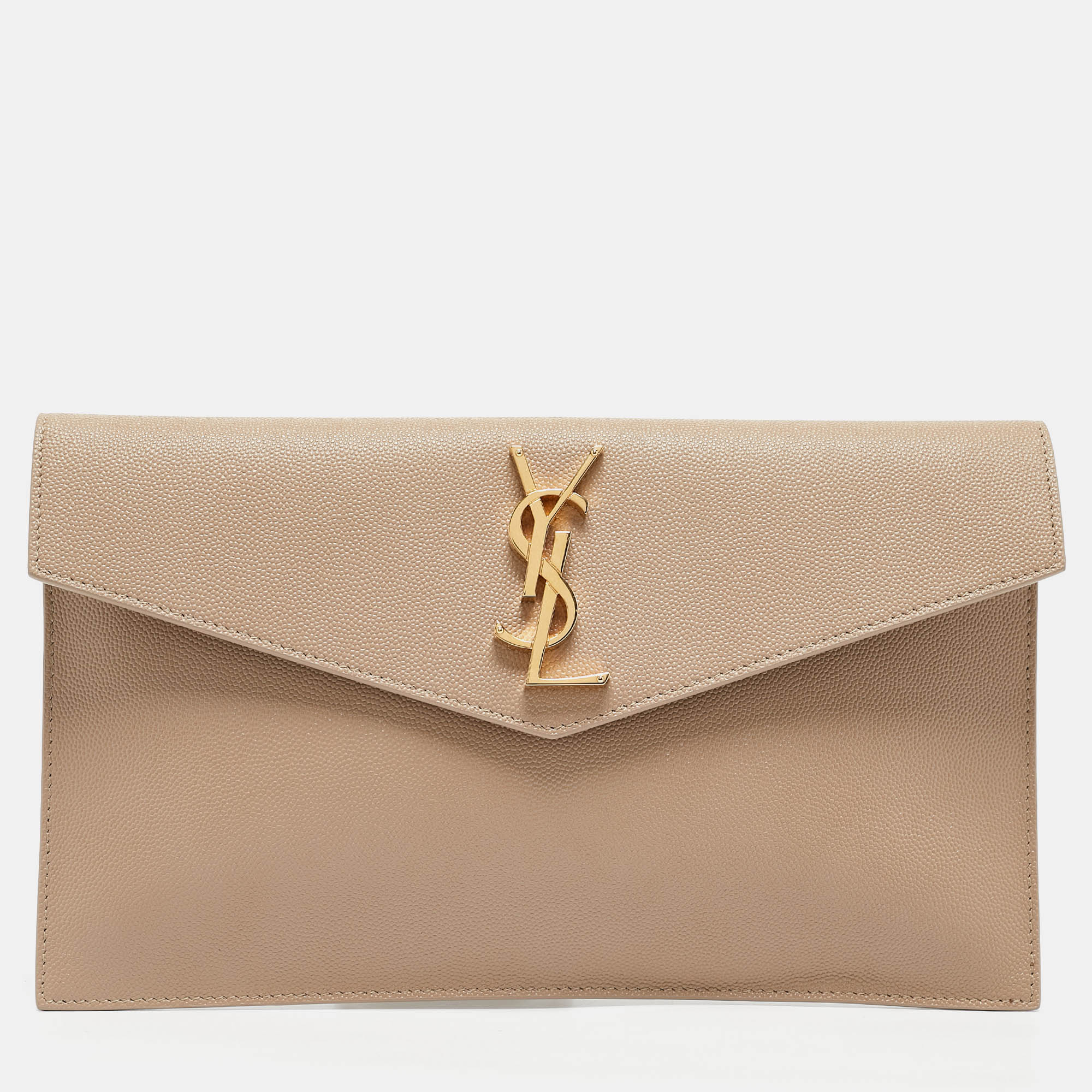 Saint Laurent Beige Leather Uptown Pouch
