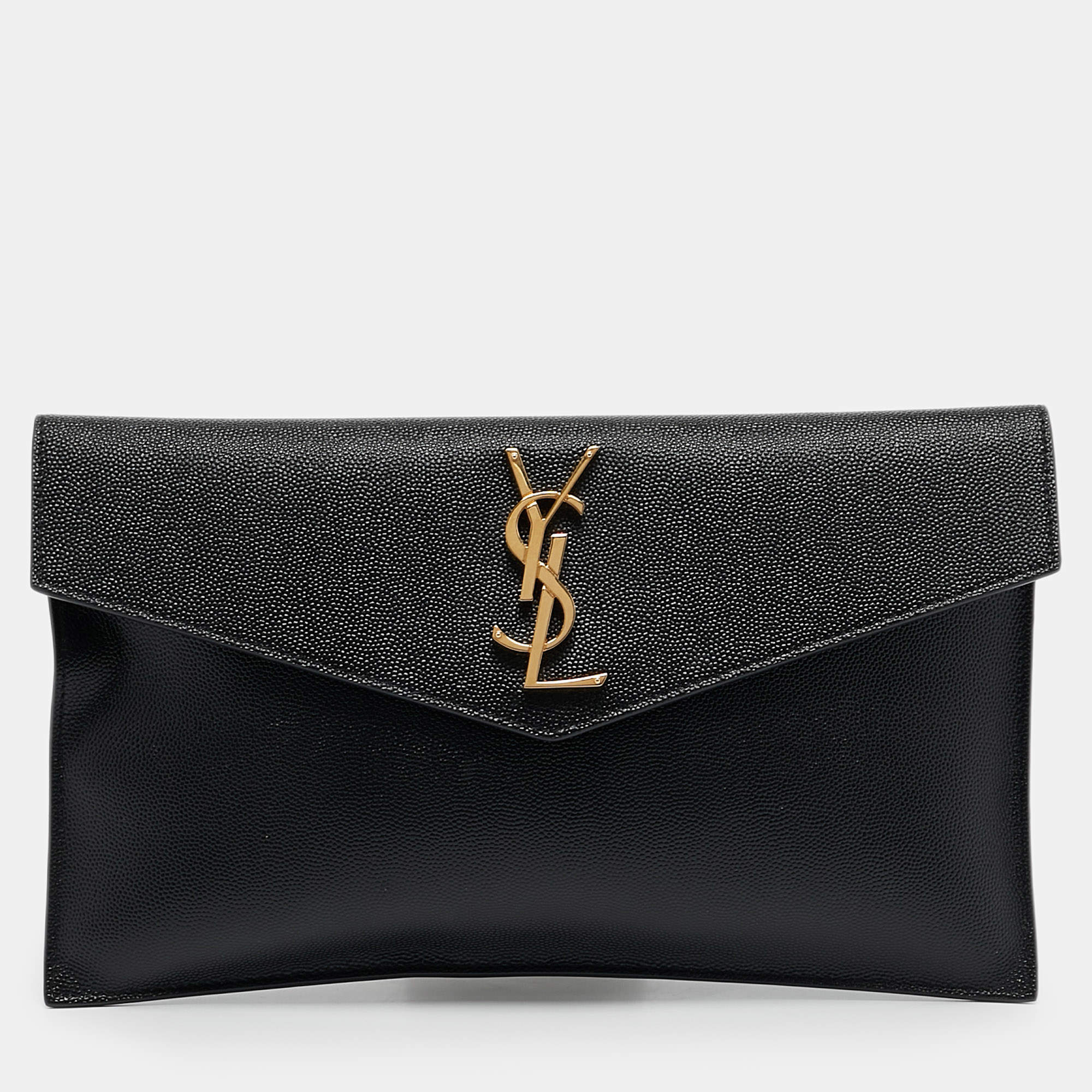Pre Owned Saint Laurent Black Leather Uptown Pouch
