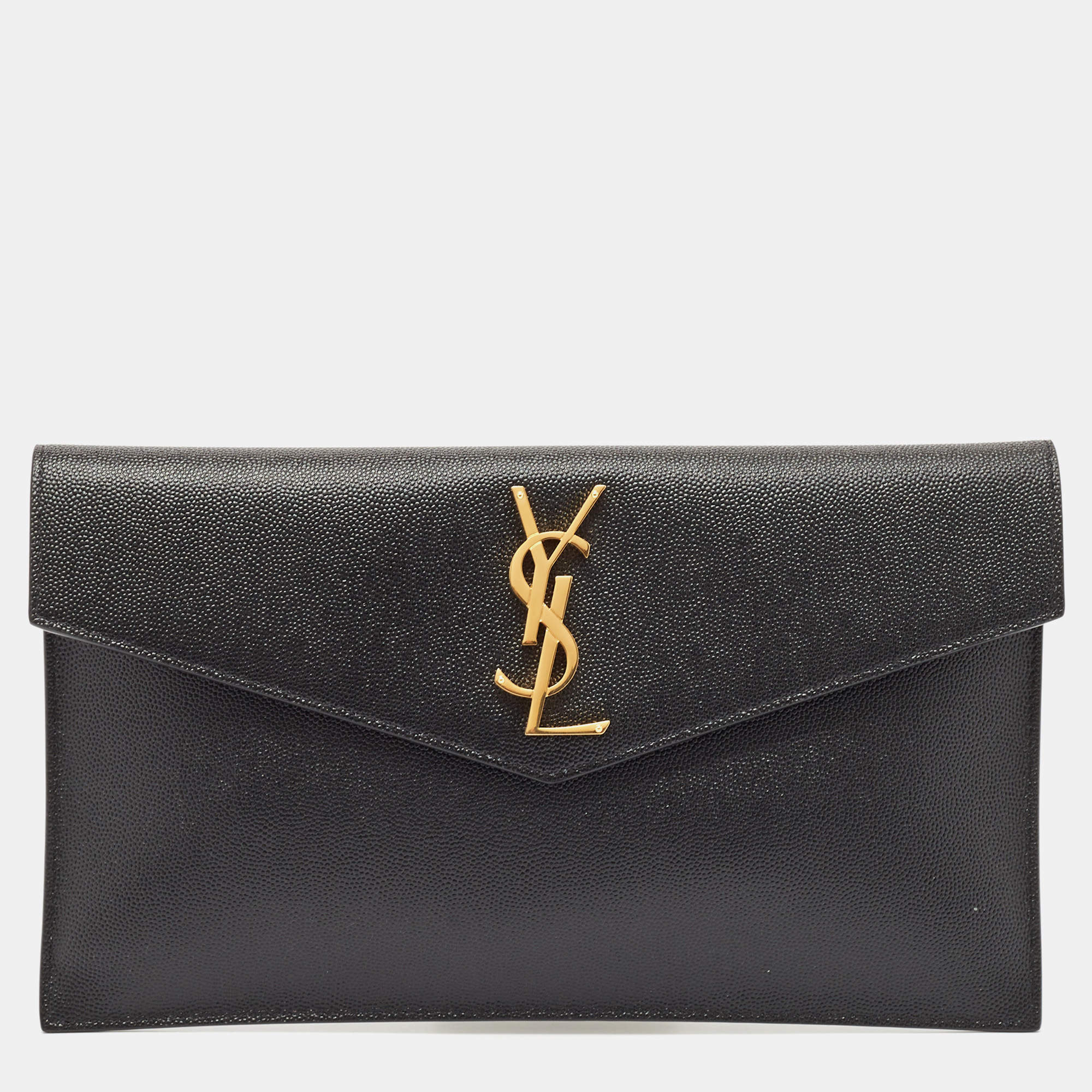 Pre Owned Saint Laurent Black Leather Uptown Pouch