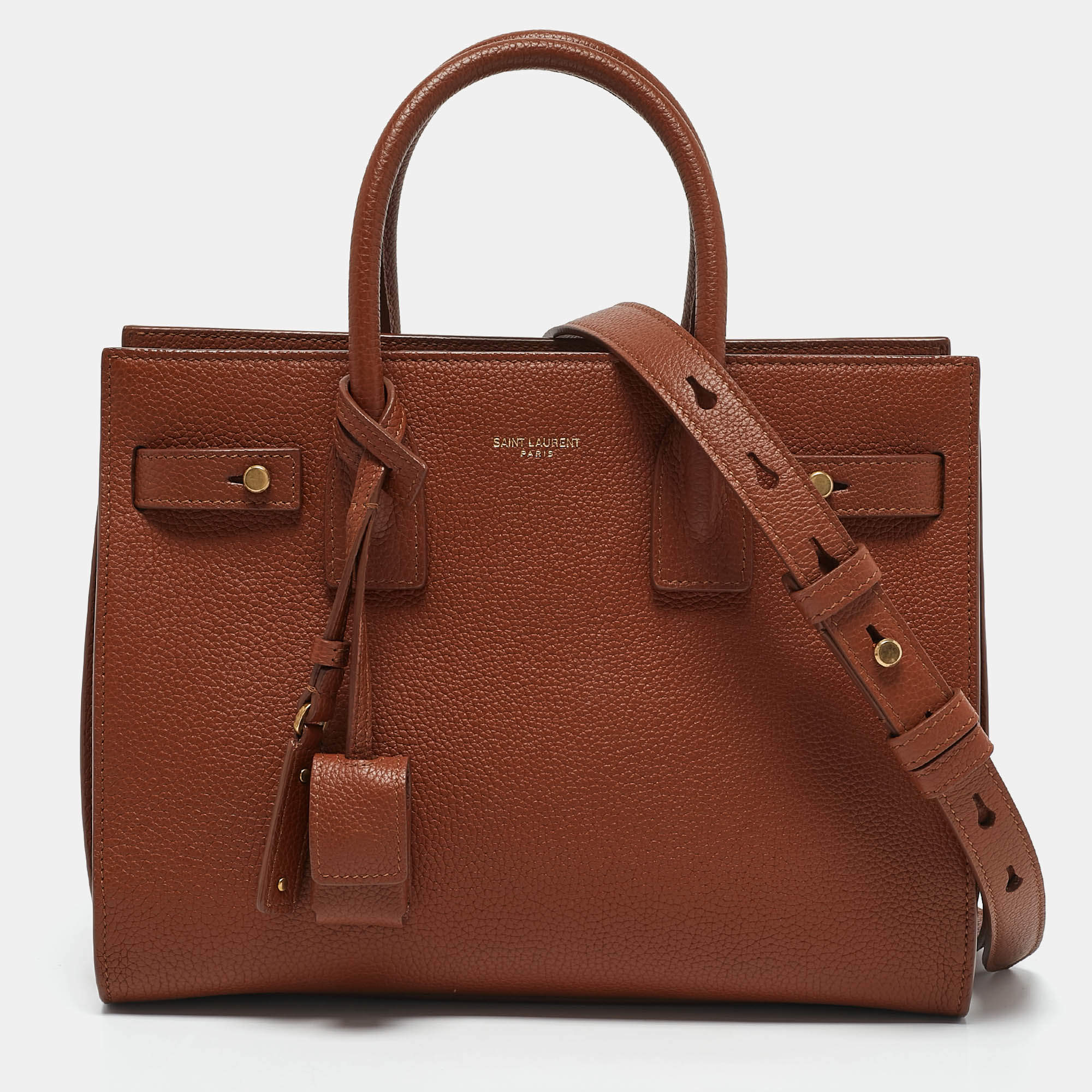 Pre Owned Saint Laurent Brown Leather Baby Classic Sac De Jour Tote