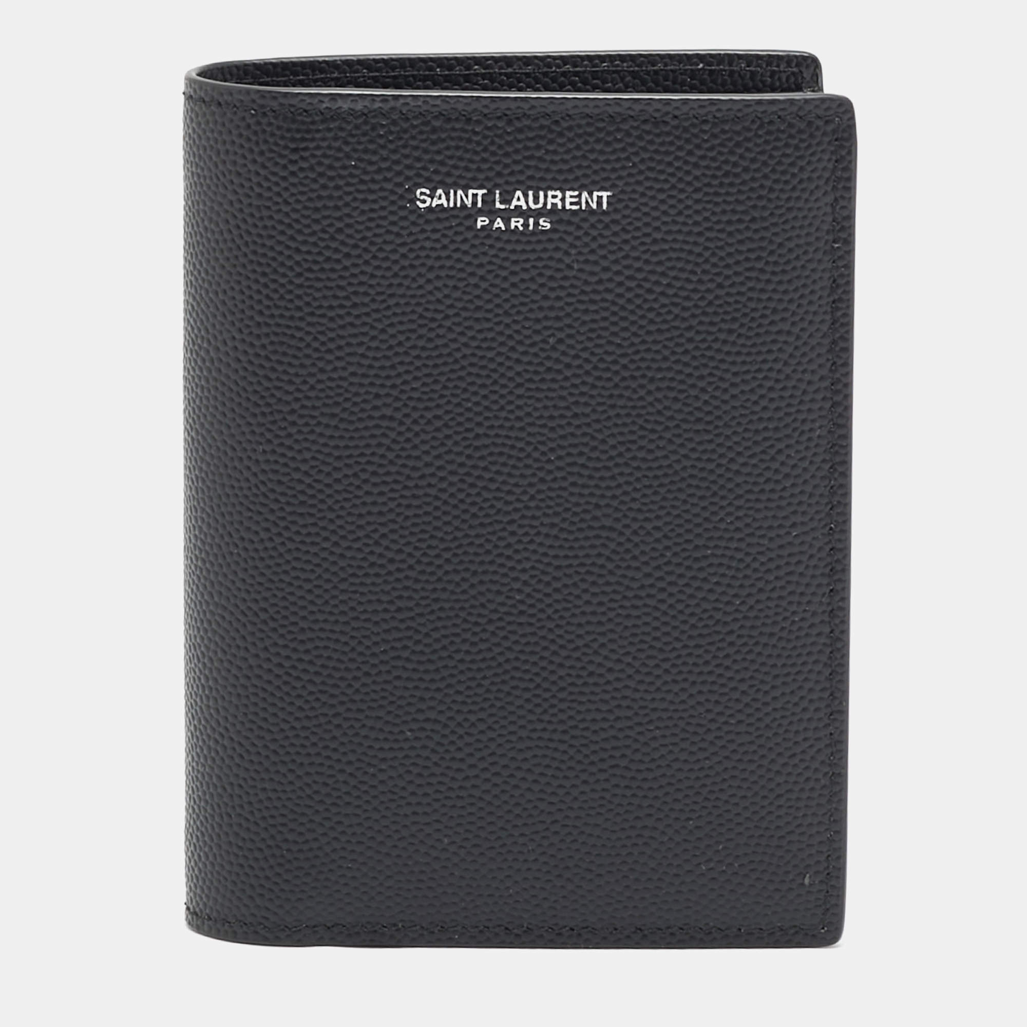 Pre Owned Saint Laurent Black Leather Bifold Wallet