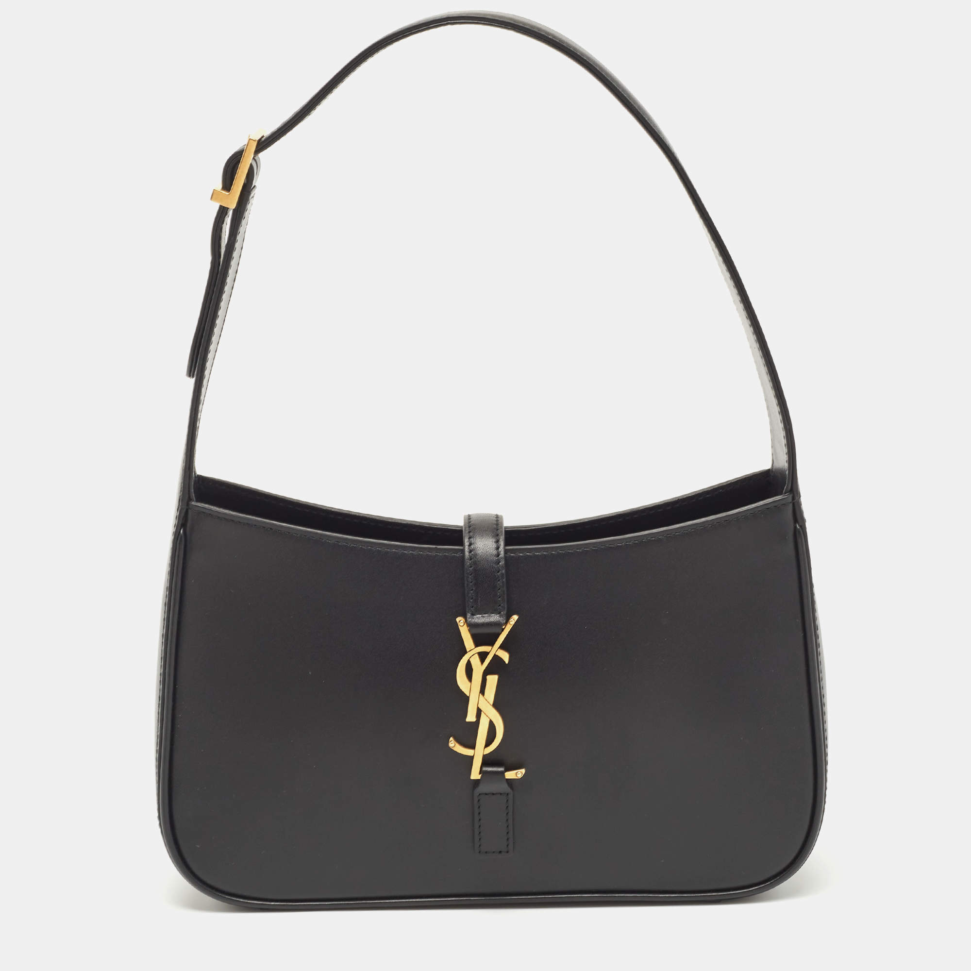 Pre Owned Saint Laurent Black Leather LE 5 À 7 Shoulder Bag