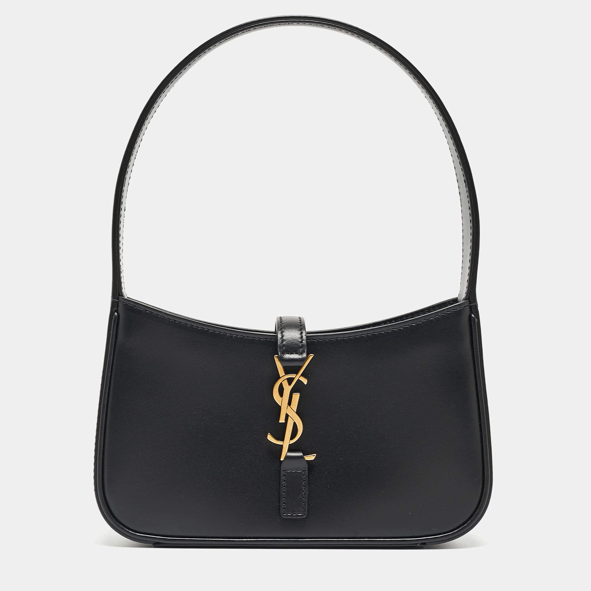 Pre Owned Saint Laurent Black Leather Mini LE 5 À 7 Shoulder Bag