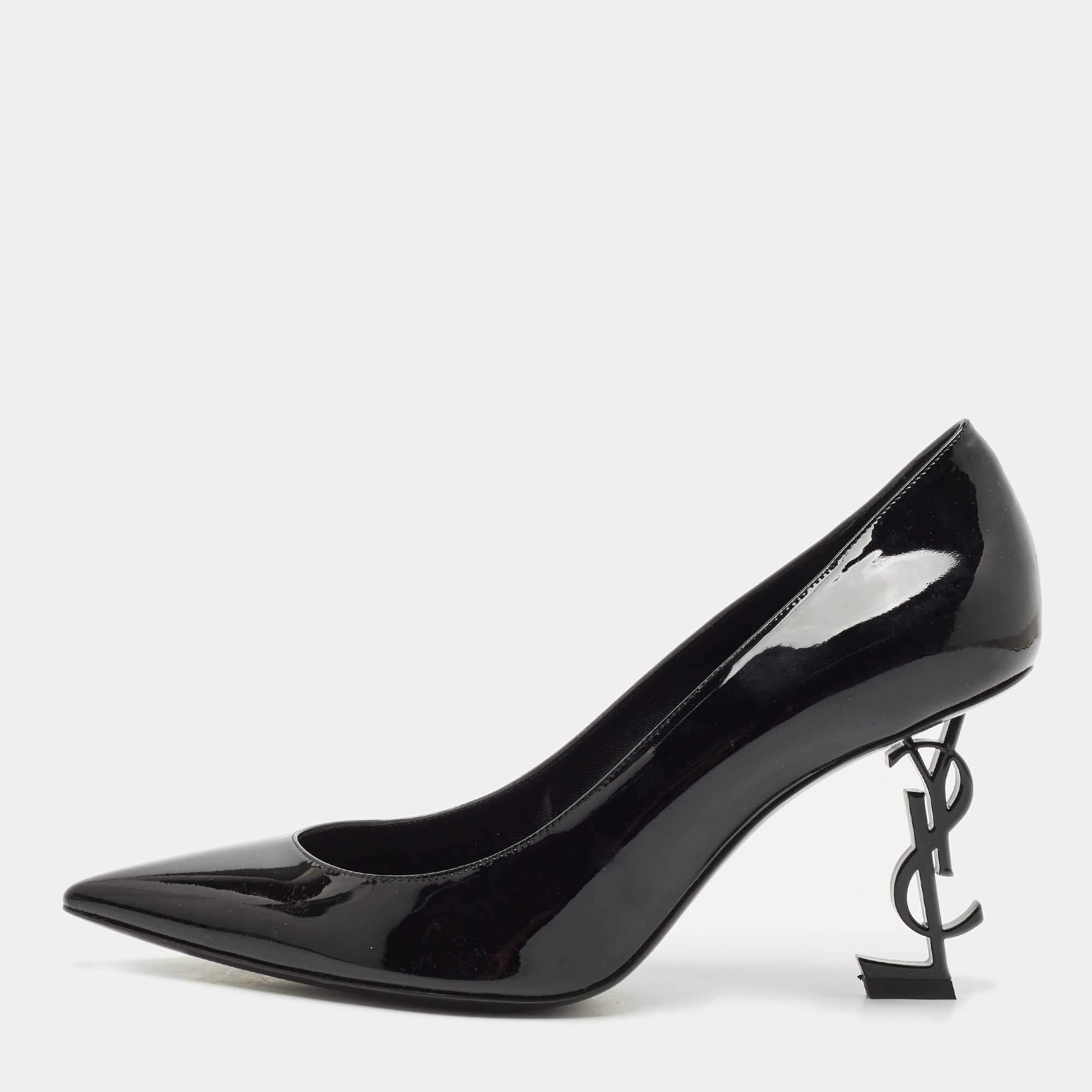 Saint Laurent Black Patent Leather Opyum Pointed Toe Pumps Size 40