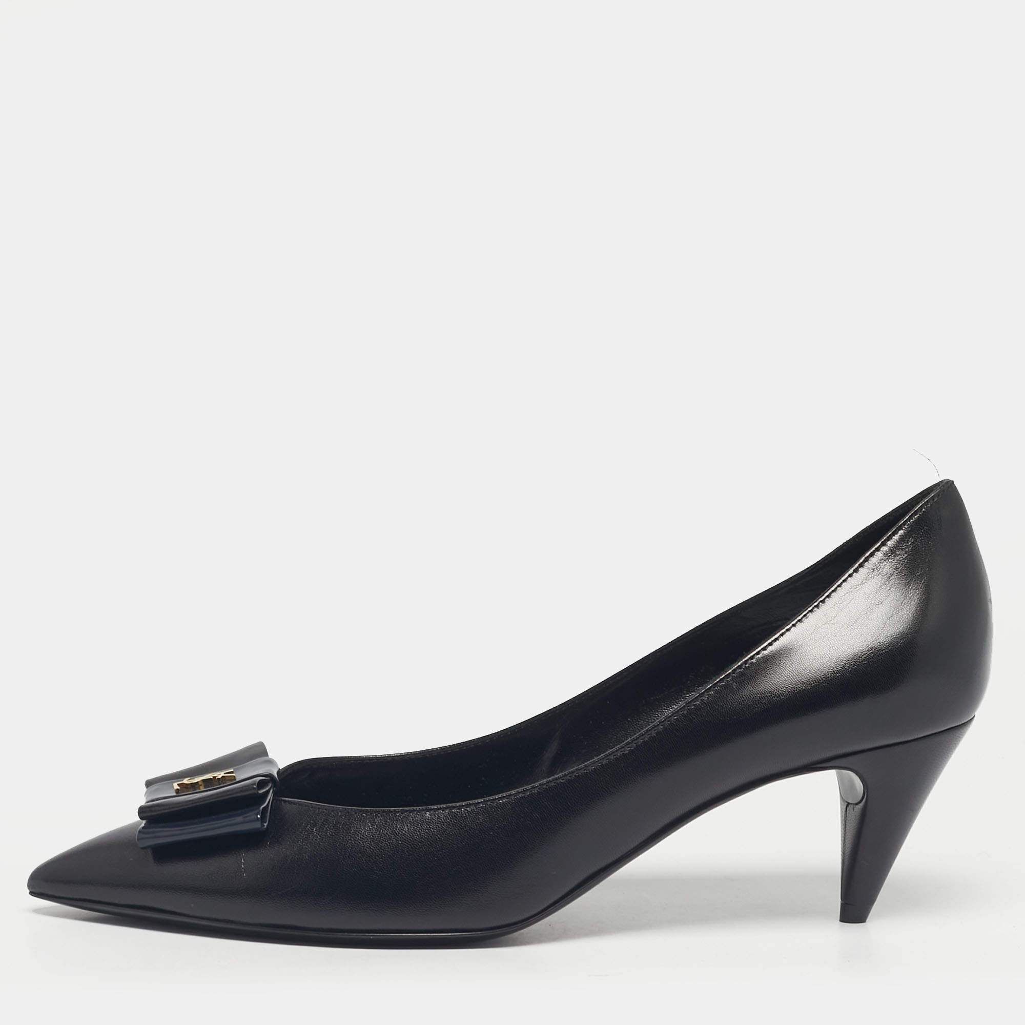 Pre Owned Saint Laurent Black Lizard Leather Anai Pumps Size 39