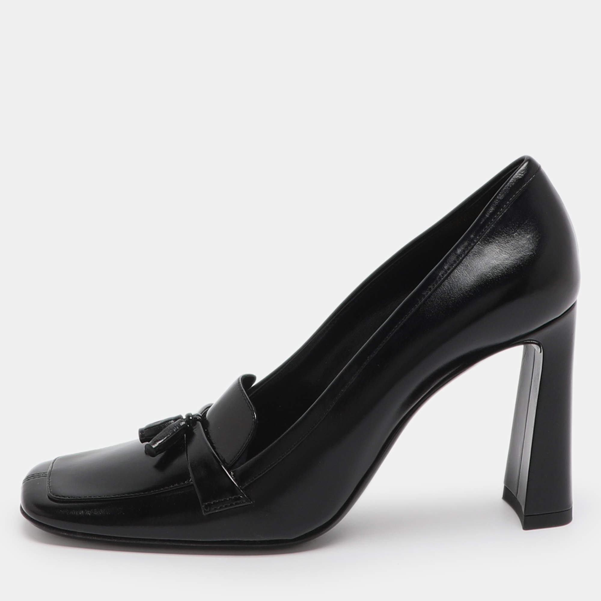 Pre Owned Saint Laurent Chloe 90 Tasseled Size 37 Black Leather Pumps