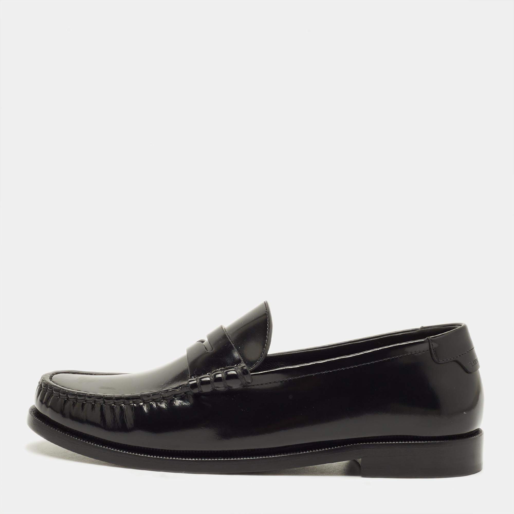 Pre Owned Saint Laurent Le Loafer Size 38 Black Patent Leather Loafers