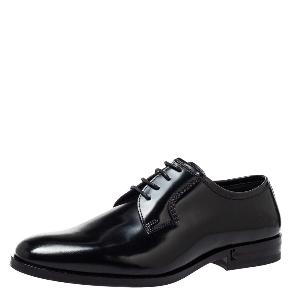 Saint Laurent Black Leather Lace Up Derby Size 38   