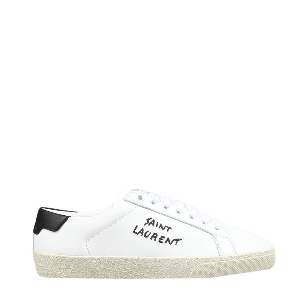 Pre Owned Saint Laurent Paris White Court Classic SL/06 Sneakers Size EU 38.5