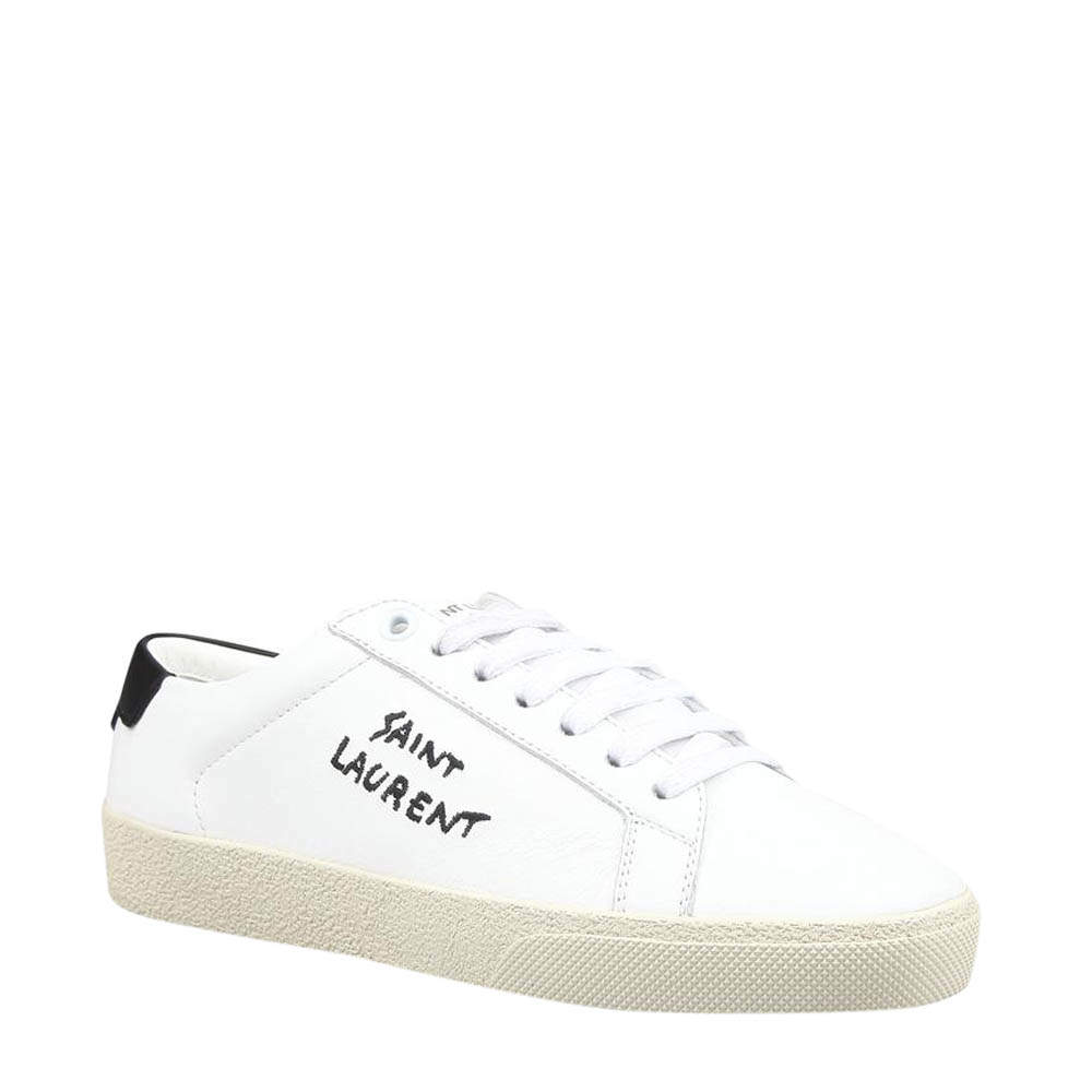 Pre Owned Saint Laurent Paris White Court Classic SL/06 Sneakers Size EU 38.5