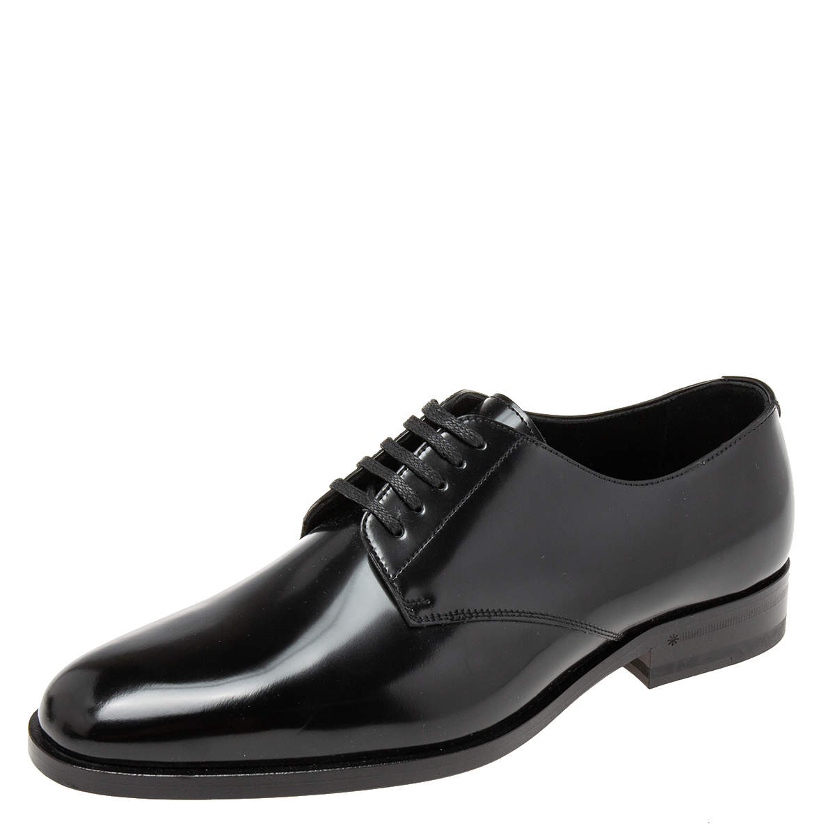 Pre Owned Saint Laurent Black Patent Leather Montaigne Lace-Up Derby Size 37.5