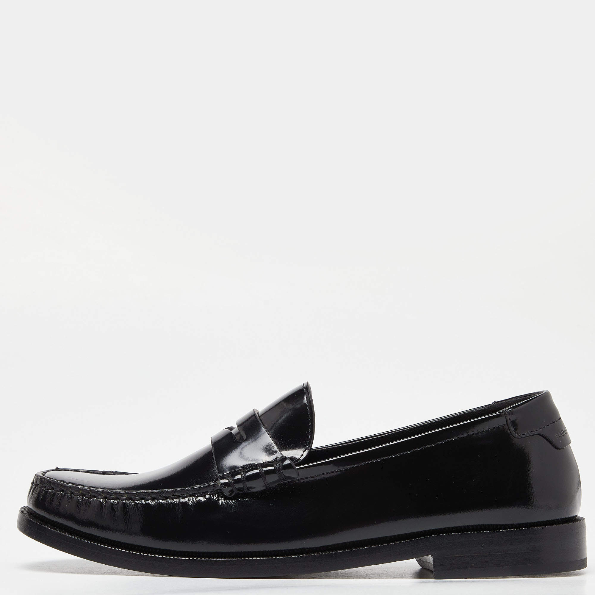 Saint Laurent Black Leather Penny Loafer Size 39.5